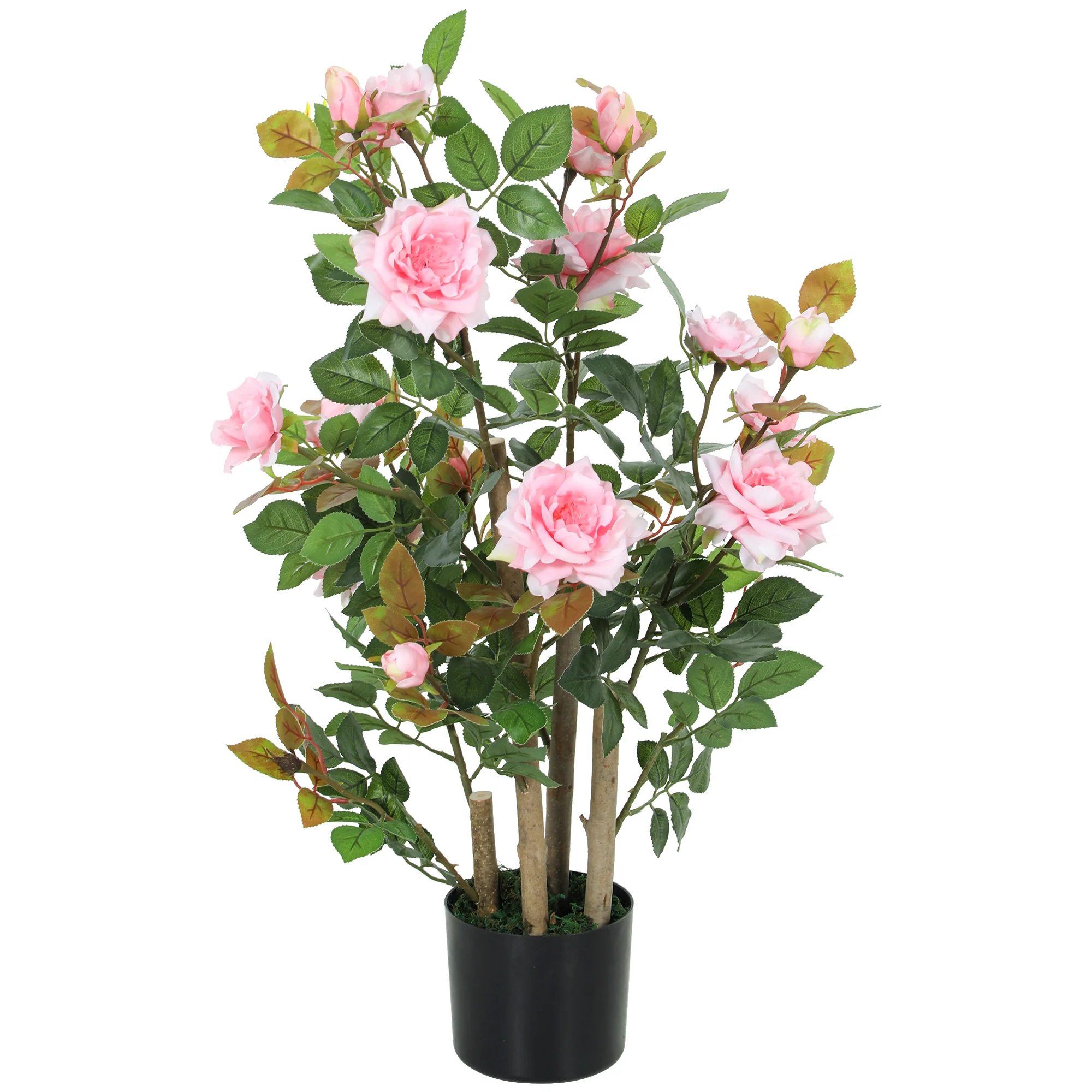 90cm Artificial Rose Tree, Decorative Fake Plant with 344 Silk Leaves and 17 Flowers, UV-Resistant Faux Tree for Outdoor Indoor Garden Porch Decor, Pink - Image 12