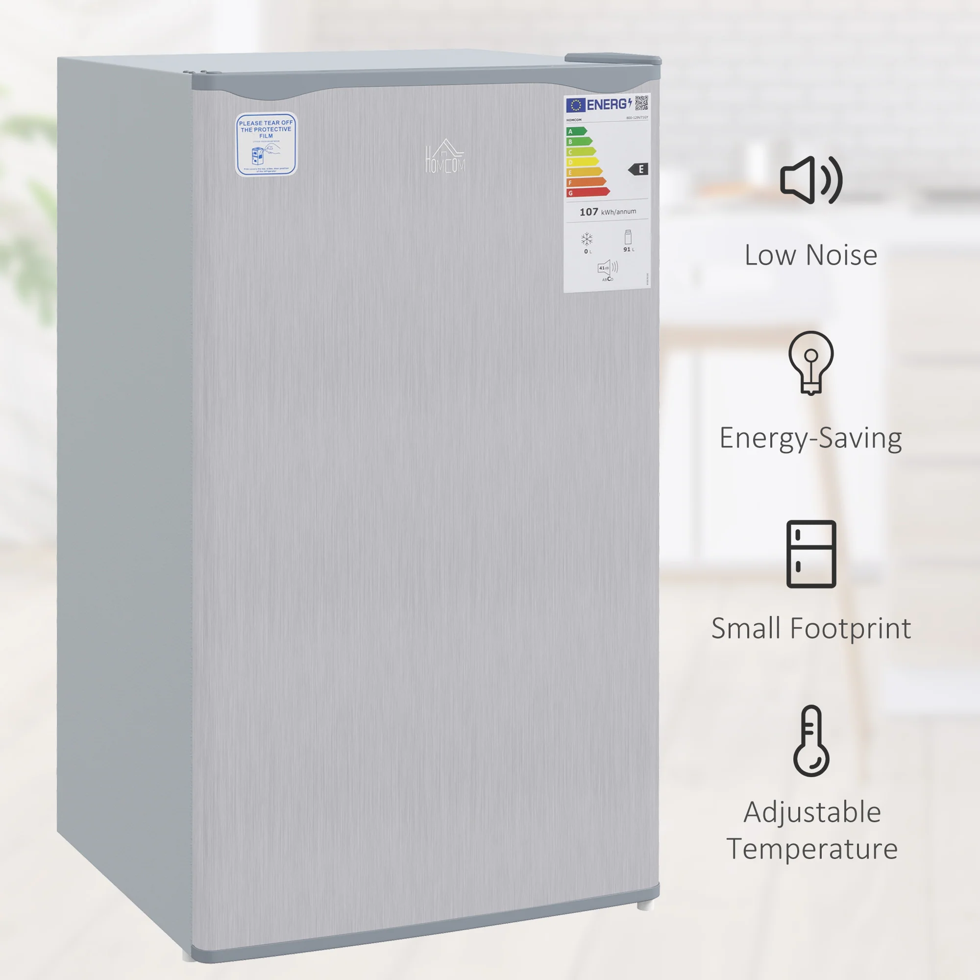 91L Freestanding Small Fridge Freezer with Chiller Box, Adjustable Thermostat, Grey - Image 10