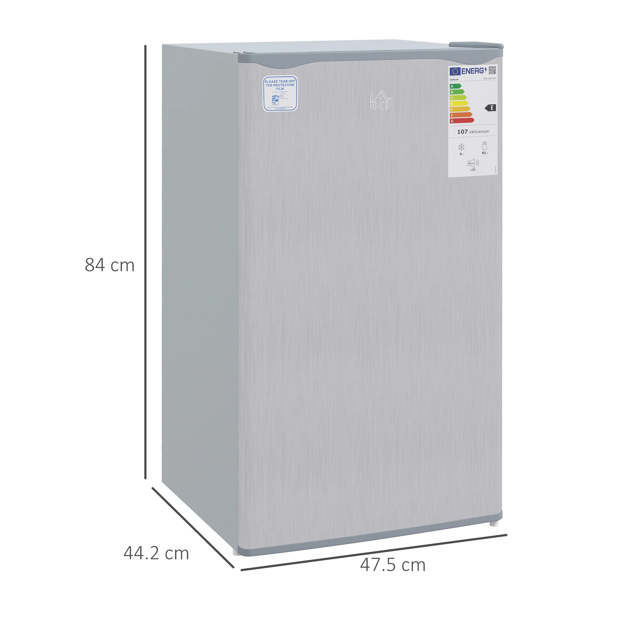 91L Freestanding Small Fridge Freezer with Chiller Box, Adjustable Thermostat, Grey - Image 5