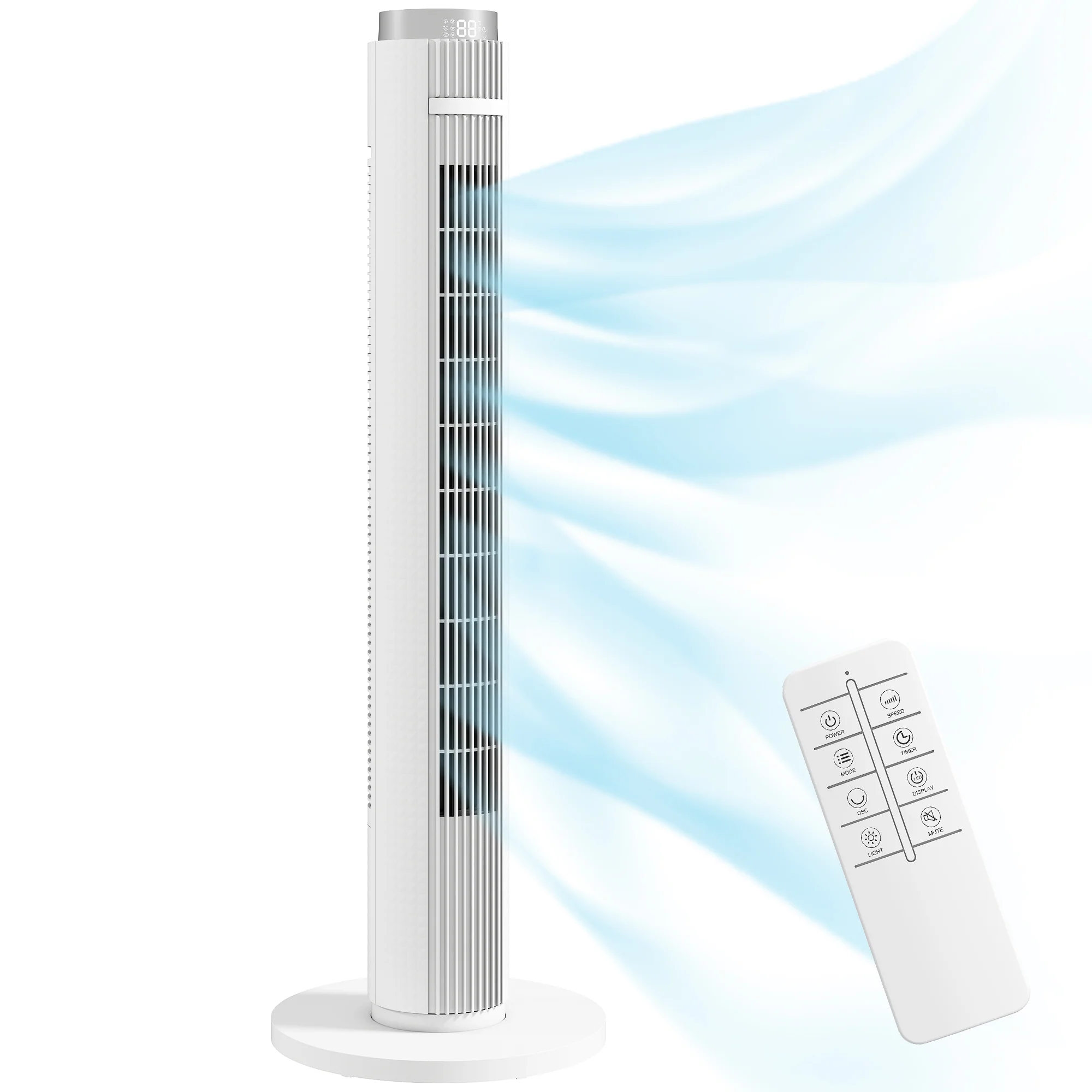 96 cm SmartCool Ultra-Quiet WiFi Tower Fan with App & Remote Control, White