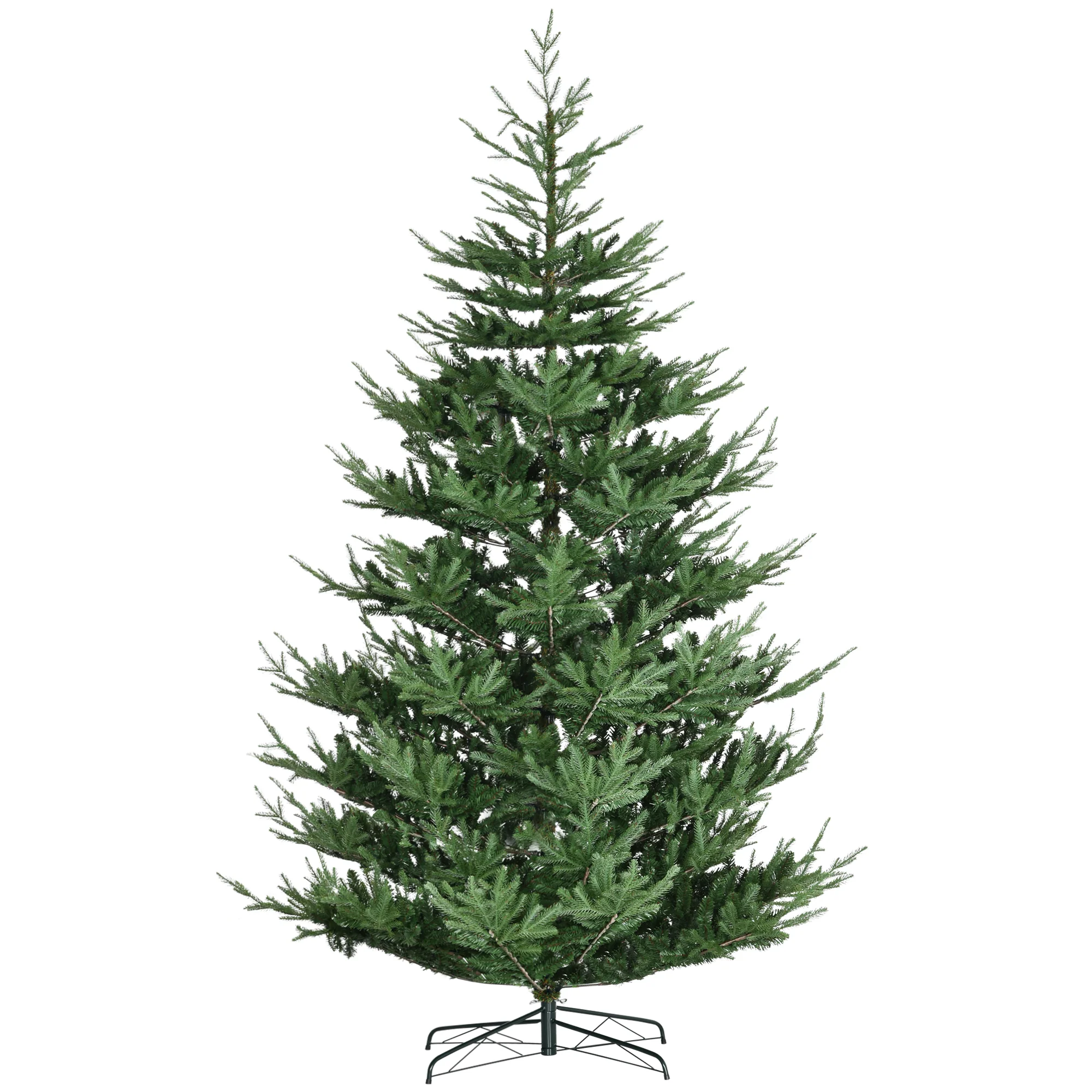 9ft Artificial Christmas Tree, Wide Pine Holidy Decoration with 1939 Tips, Metal Base