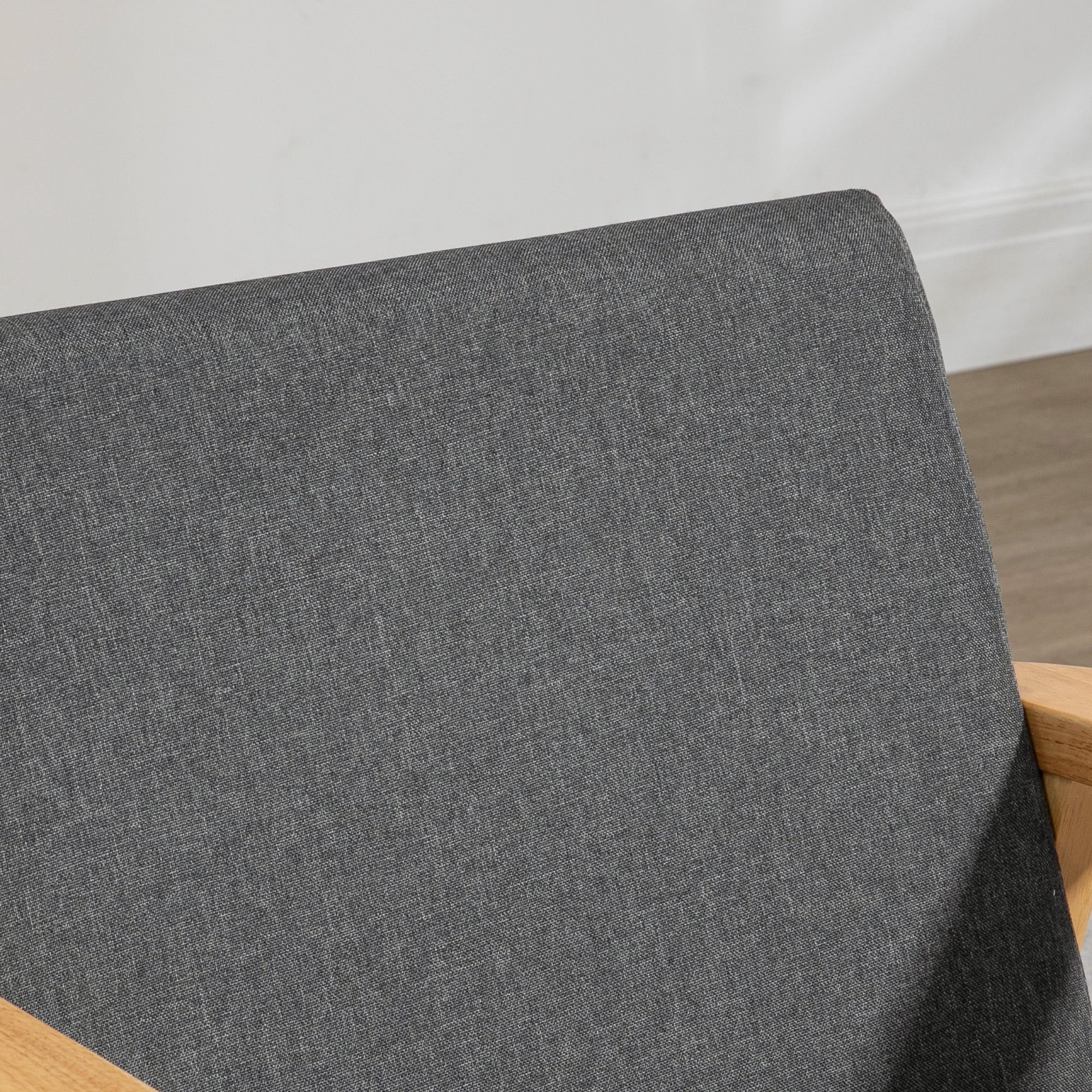 Accent Armchair, Single Lounge Chair with Rubber Wood Legs and Padded Seat, Dark Grey - Image 8
