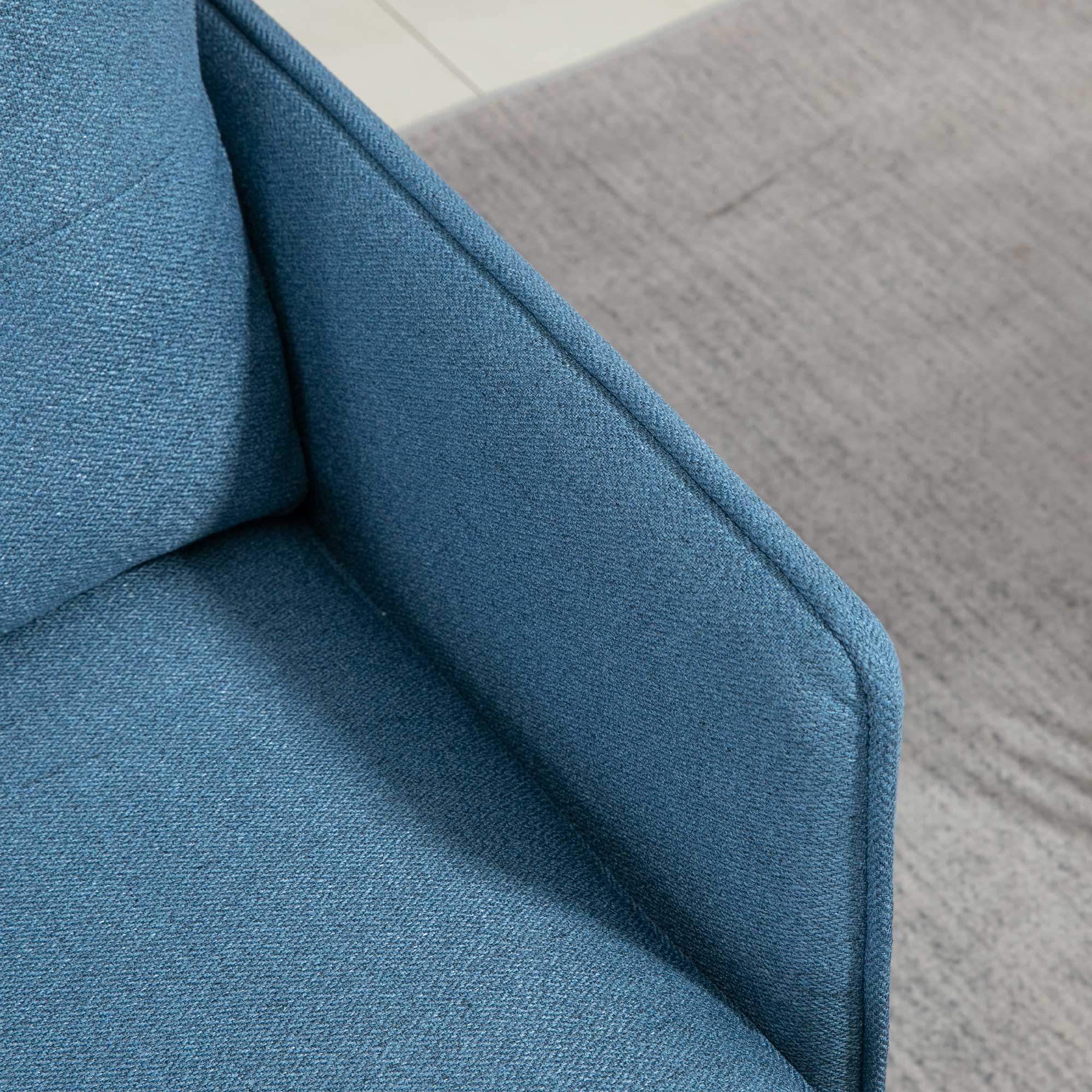 Button Tufted Accent Chair with Steel Legs & Arms, Blue - Image 10