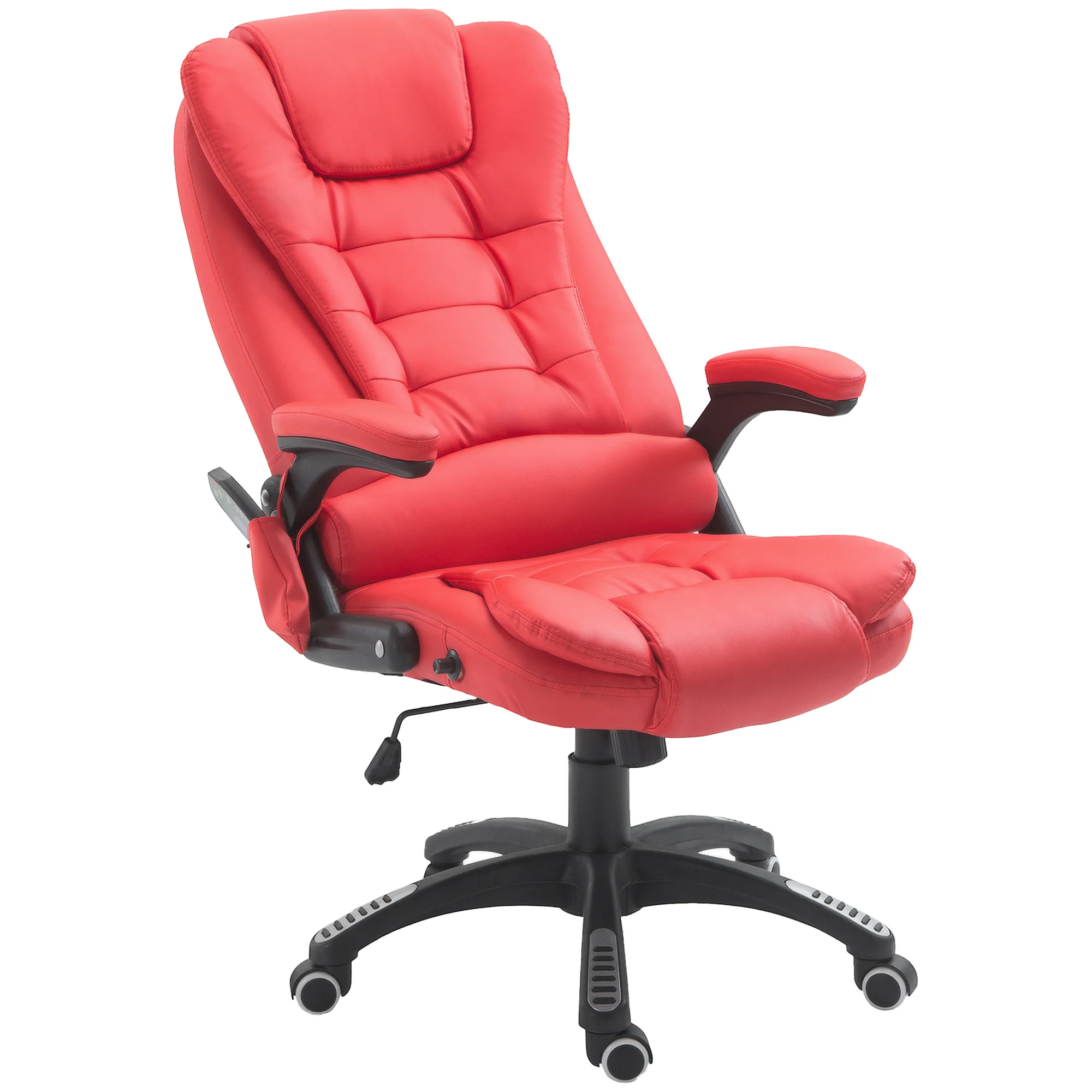 Adjustable Heated Ergonomic Massage Office Chair, Swivel Vibrating Executive Chair, Red - Image 2