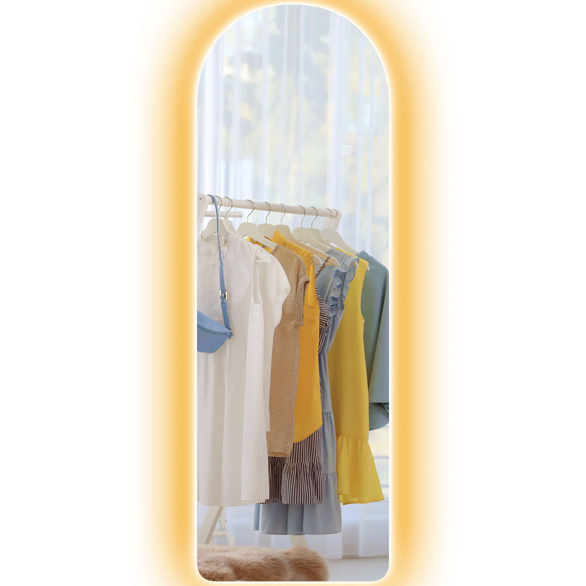 120 x 40cm Arched Full Length Mirror with LED Lights, Backlit Frameless Wall Mirror, Clear - Image 2