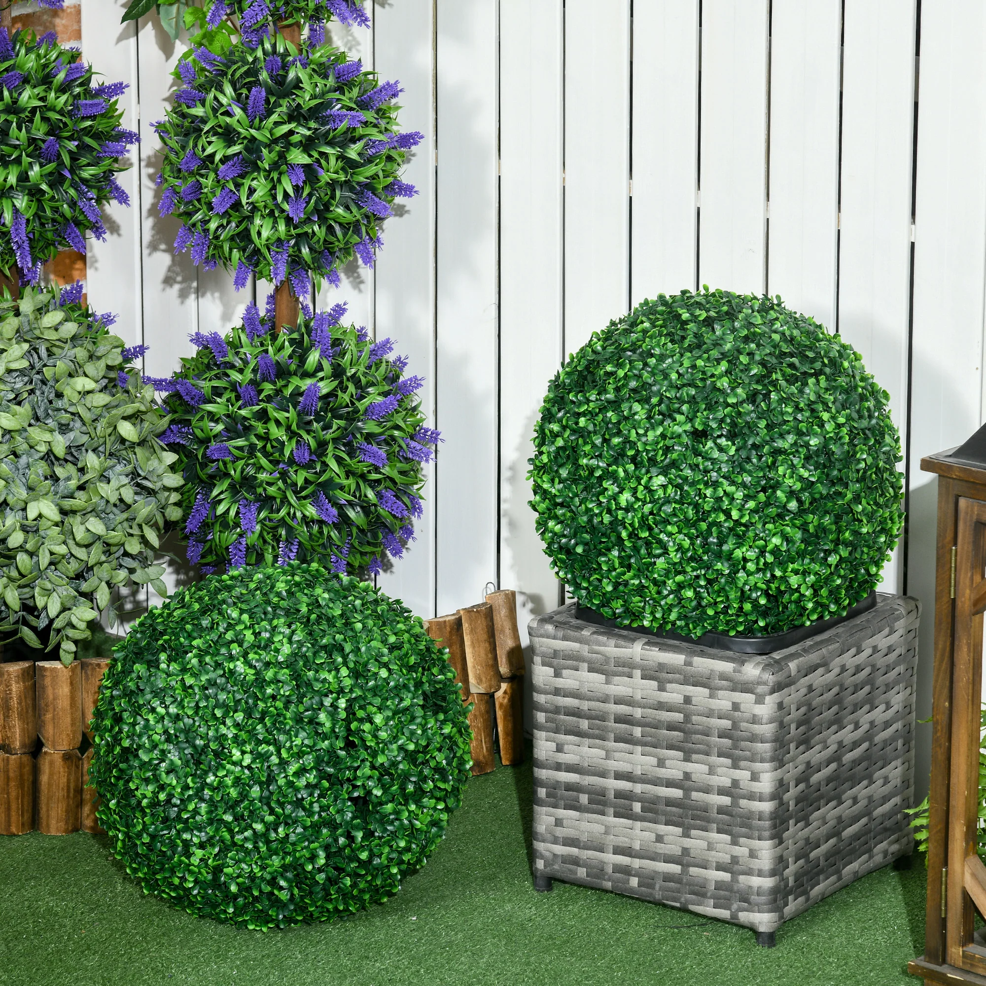 Artificial Boxwood Topiary Ball Set of 2 15.7 Inch Faux Plant, UV-Protected Anti-Fading Fake Plants for Home Indoor Outdoor Porch, Green - Image 4