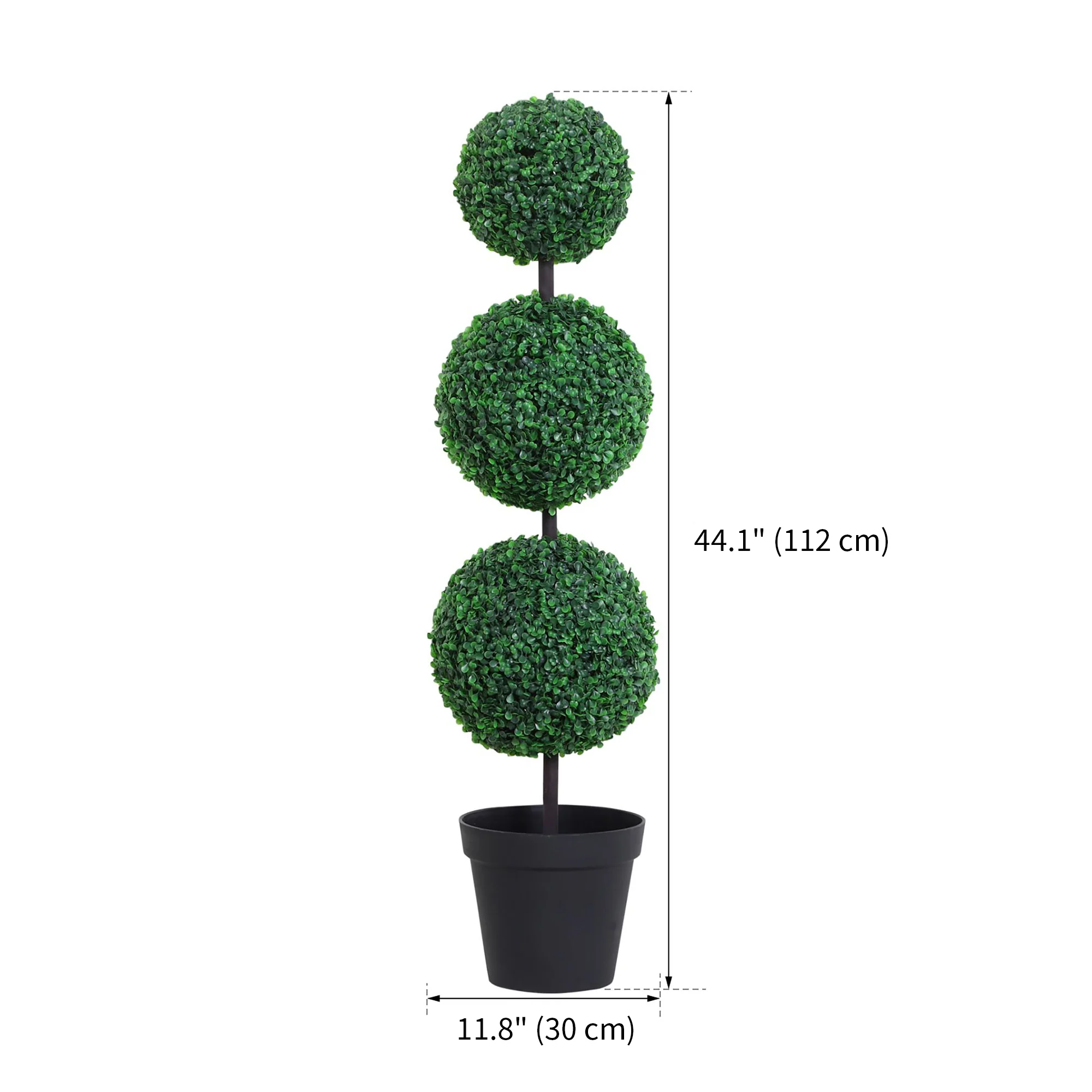 Artificial Boxwood Topiary Tree Set of 2, 44.1" Faux Boxwood Ball Tree in Pot, Green - Image 5