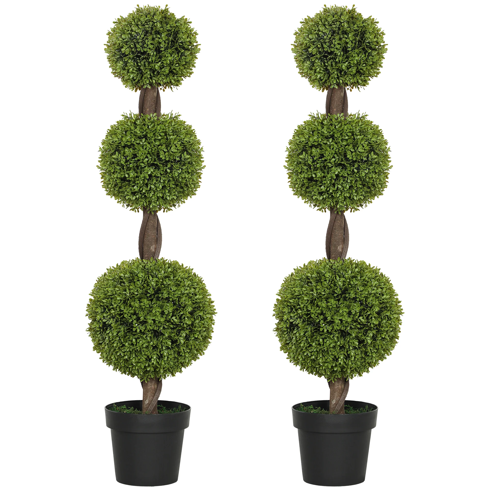 Artificial Boxwood Topiary Tree Set of 2, 45.3" Faux Boxwood Ball Tree in Pot, Fake Plant for Indoor Outdoor Decor, Green - Image 12