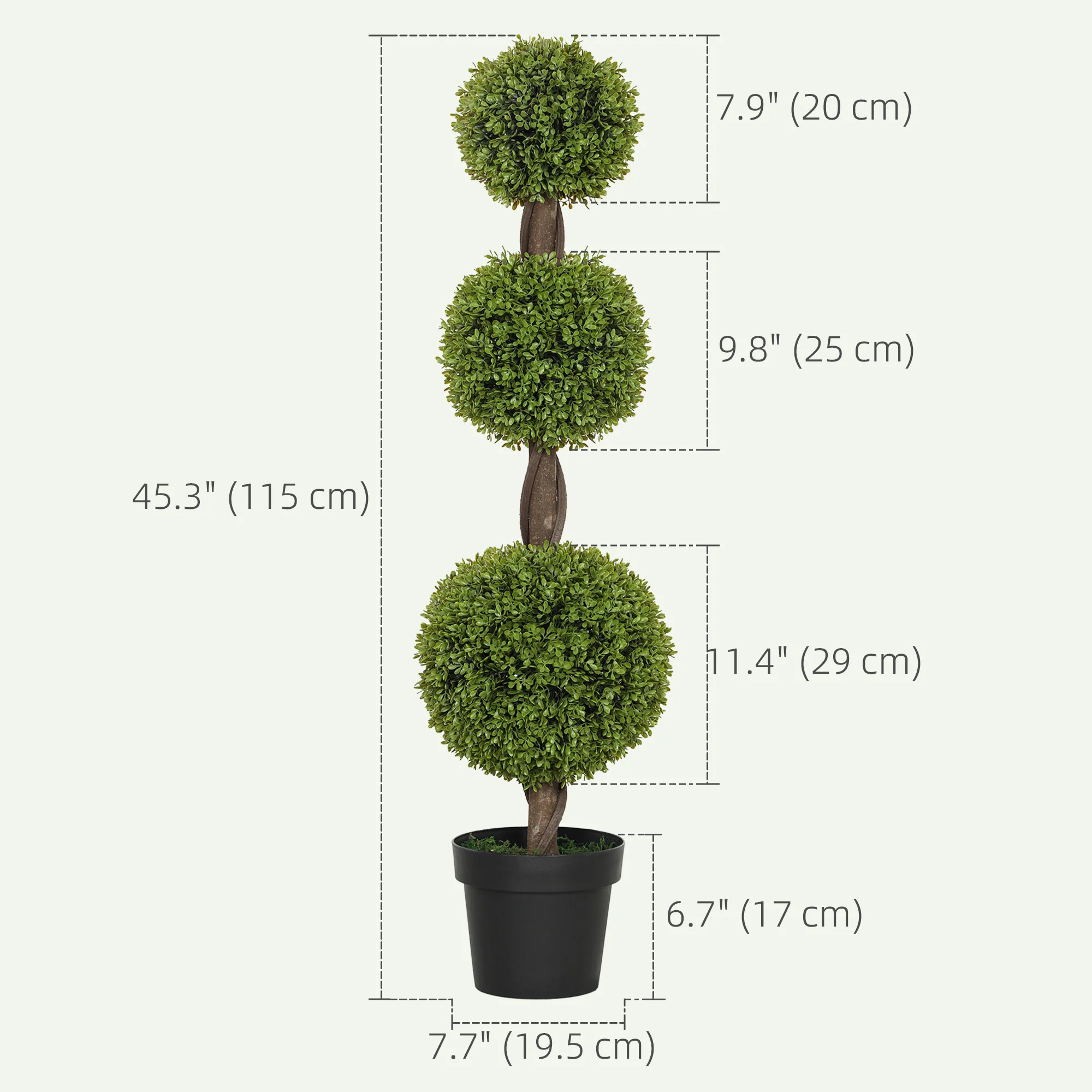 Artificial Boxwood Topiary Tree Set of 2, 45.3" Faux Boxwood Ball Tree in Pot, Fake Plant for Indoor Outdoor Decor, Green - Image 5