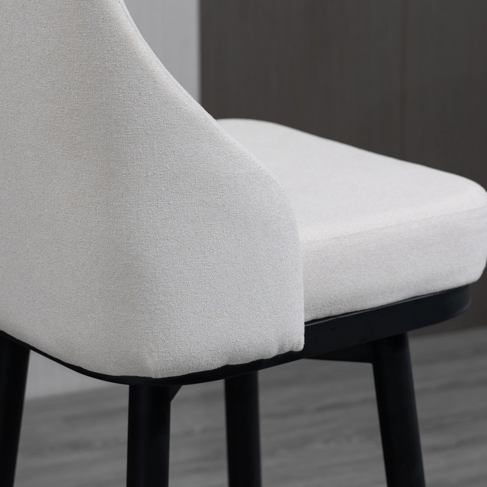 Bar Height Stools Set of 2 Modern 360°Swivel 29.5" Upholstered Kitchen Chairs Cream White - Image 11