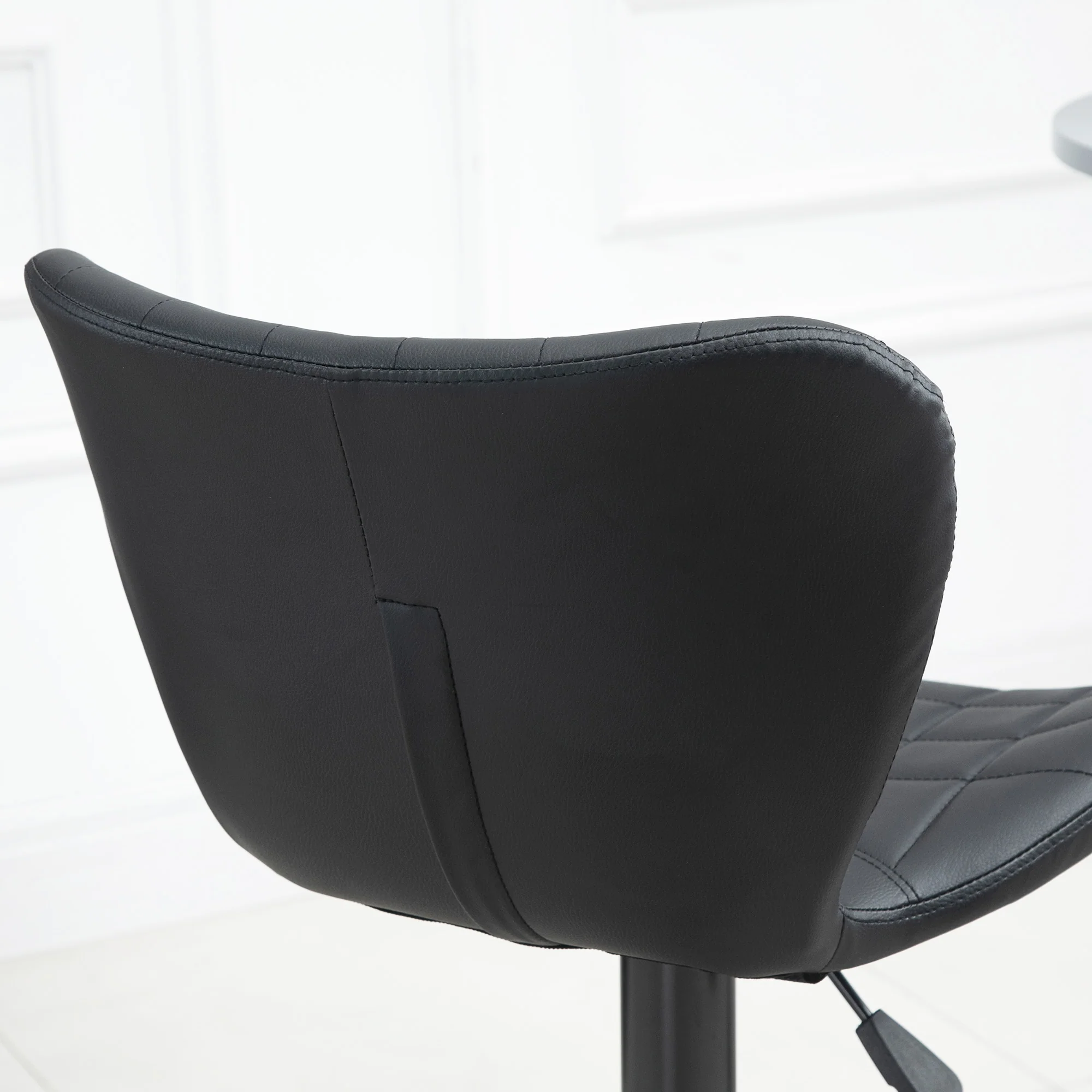 Set of 2 Adjustable PU Leather Swivel Bar Stools with Wide Seat, Black - Image 11