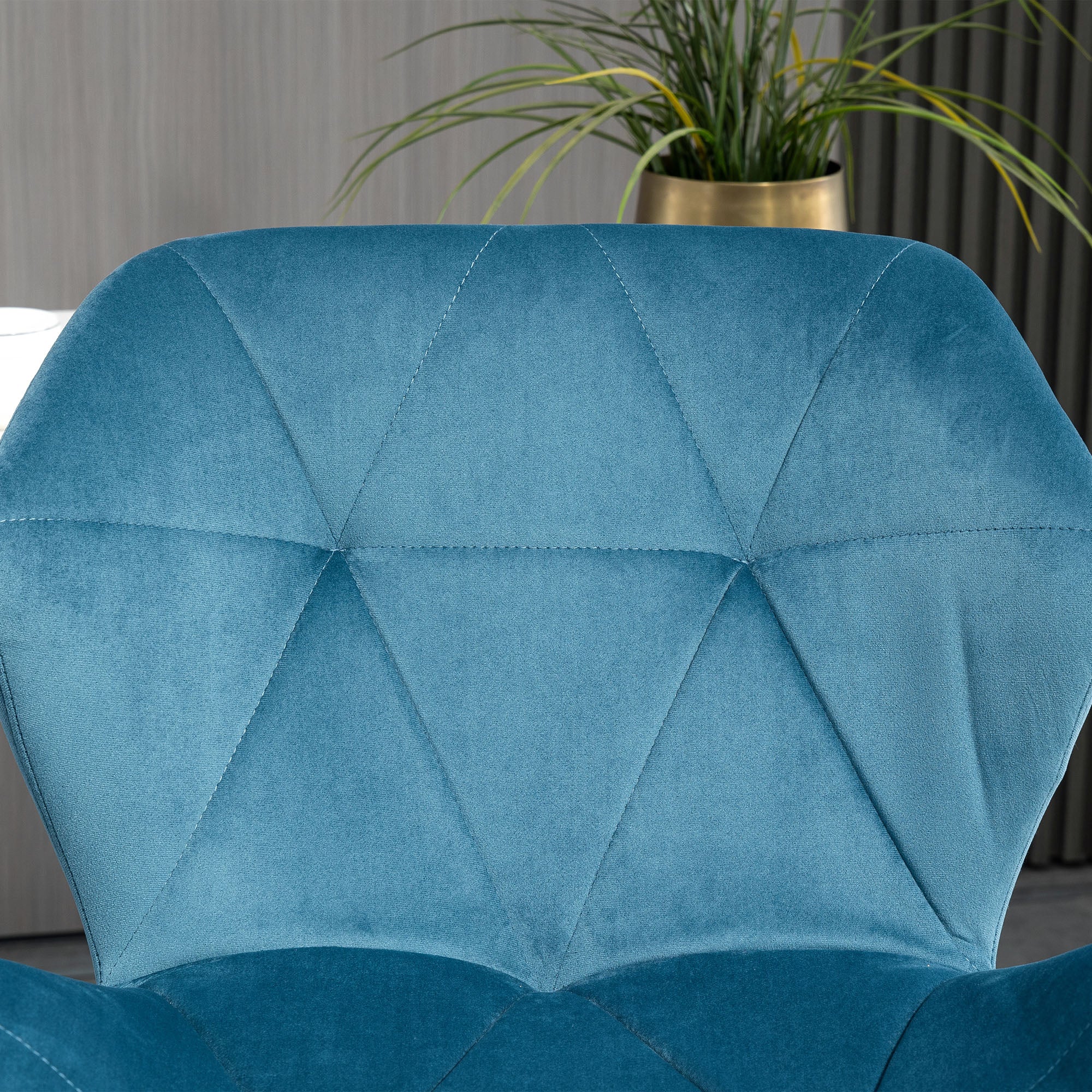 Bar Stools Set of 2, Luxury Velvet-feel Swivel Stools w/ Triangle Indenting Moulded Seat, Blue - Image 11