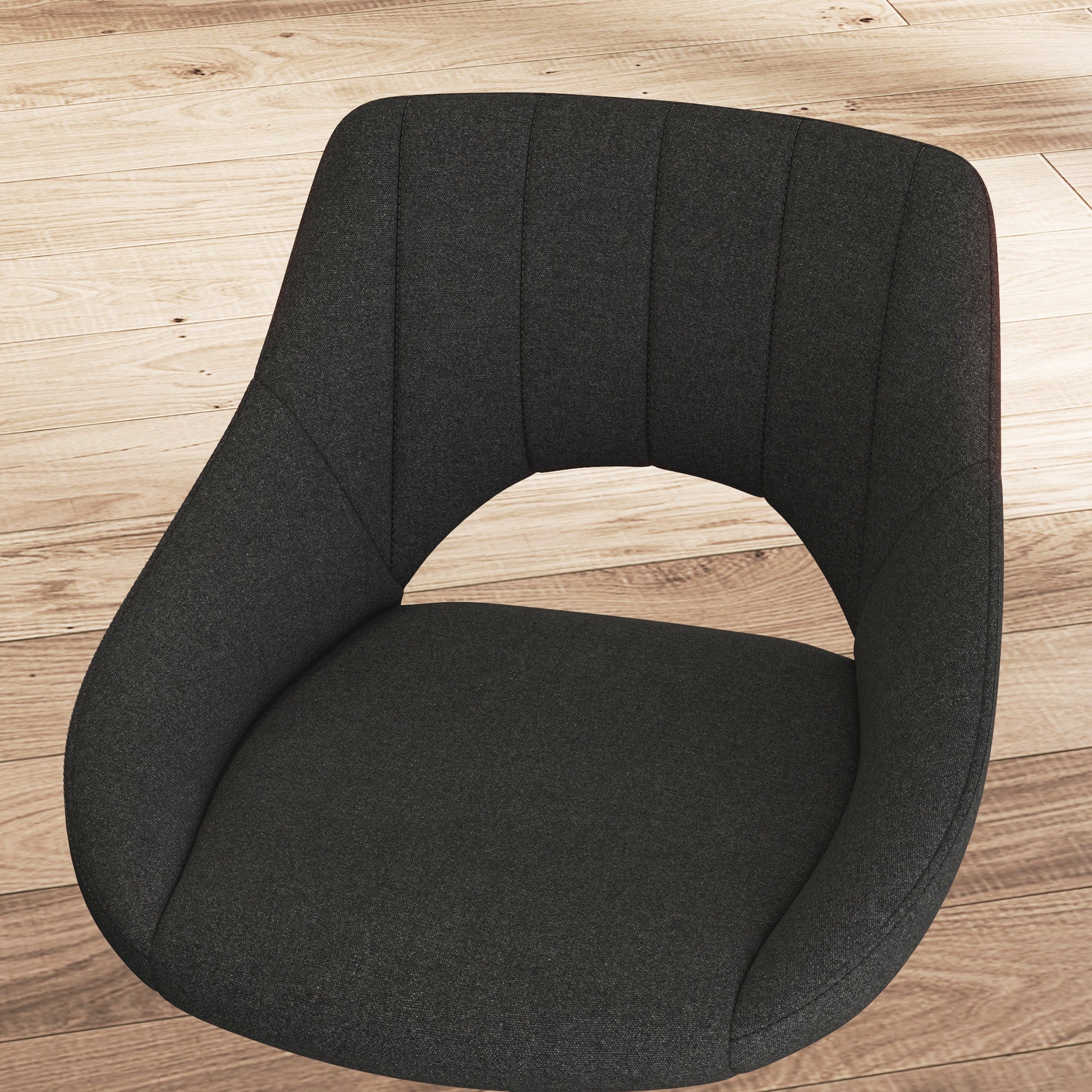 Set of 2 Adjustable Linen Swivel Bar Stools with Round Metal Base, Black - Image 10