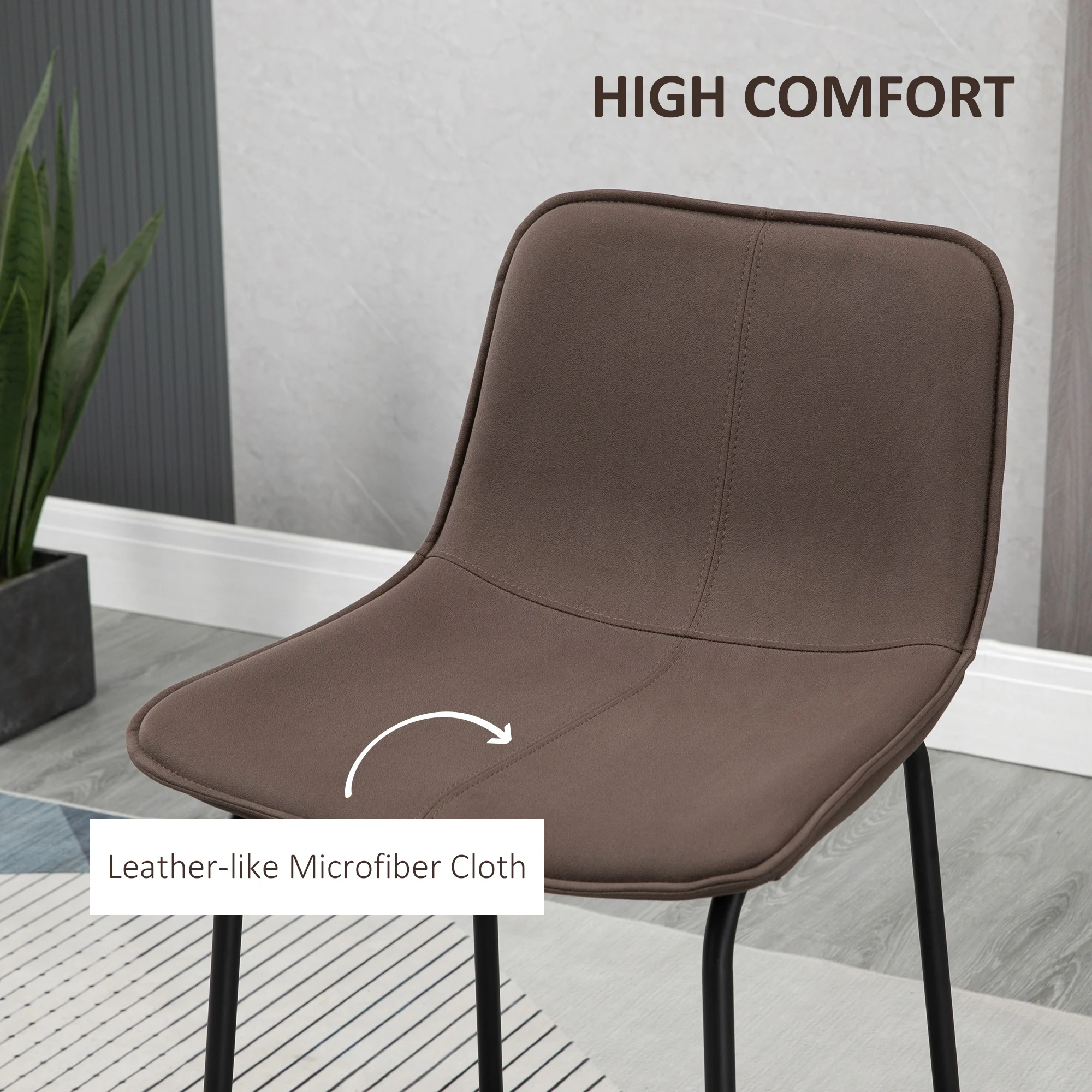 Set of 2 Upholstered 26" Bar Stools with Steel Legs, Coffee - Image 7