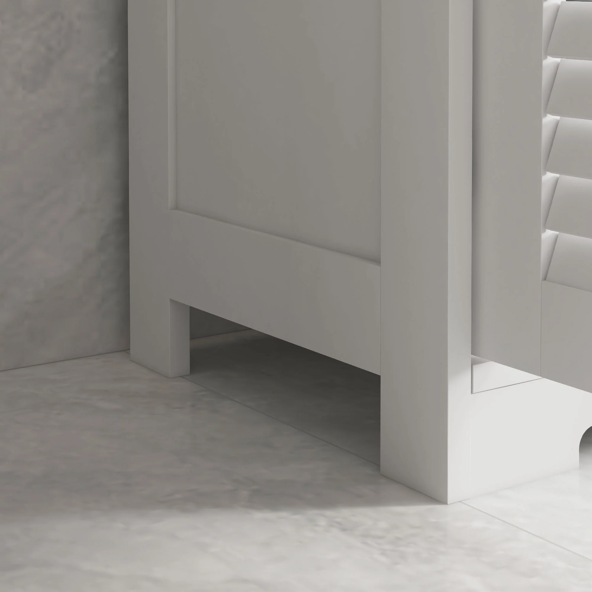Bathroom Storage Cabinet with Louvred Doors, Drawers & Open Shelf, White - Image 11