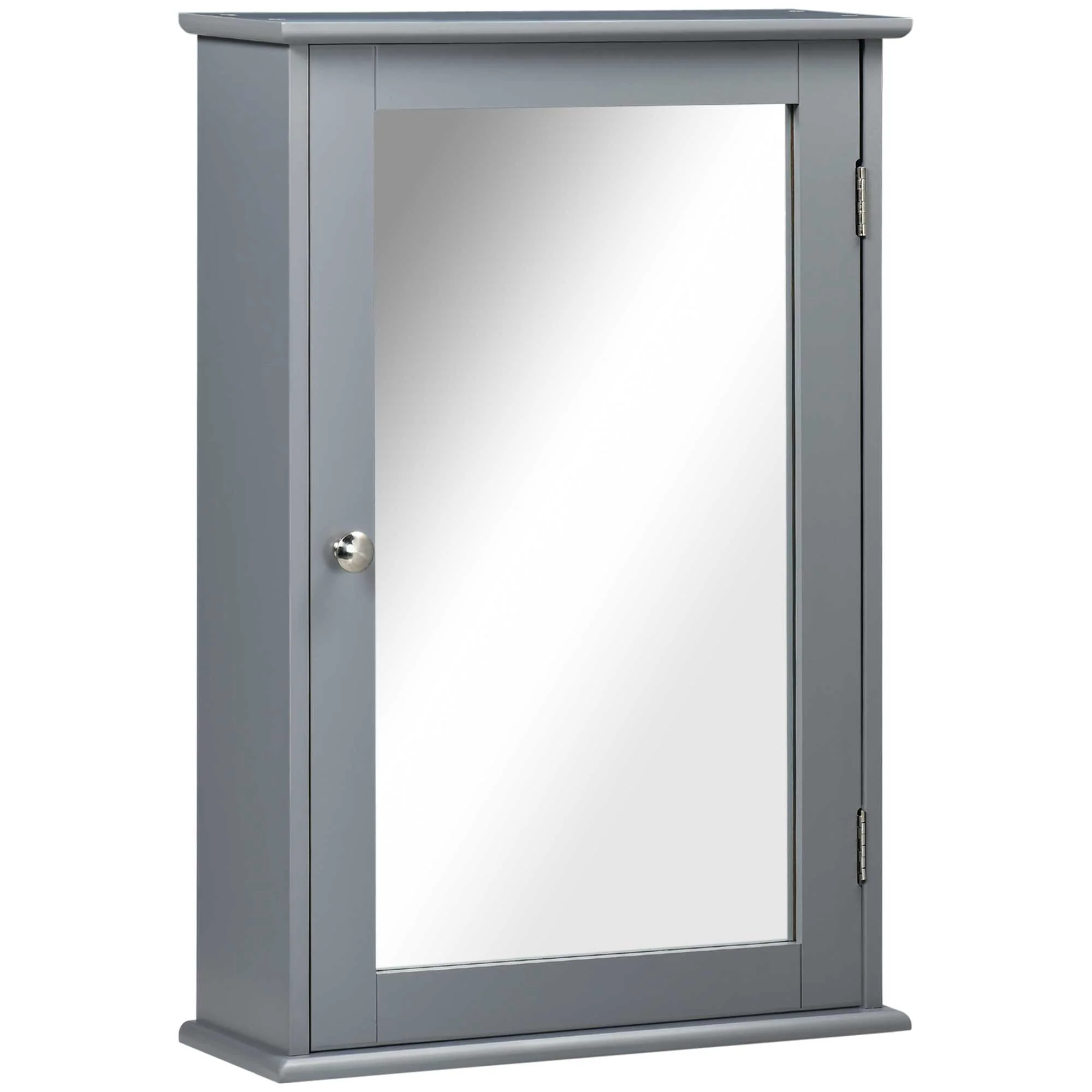 Wall Mounted Bathroom Medicine Cabinet, Storage Cupboard with Mirrored Door, Grey