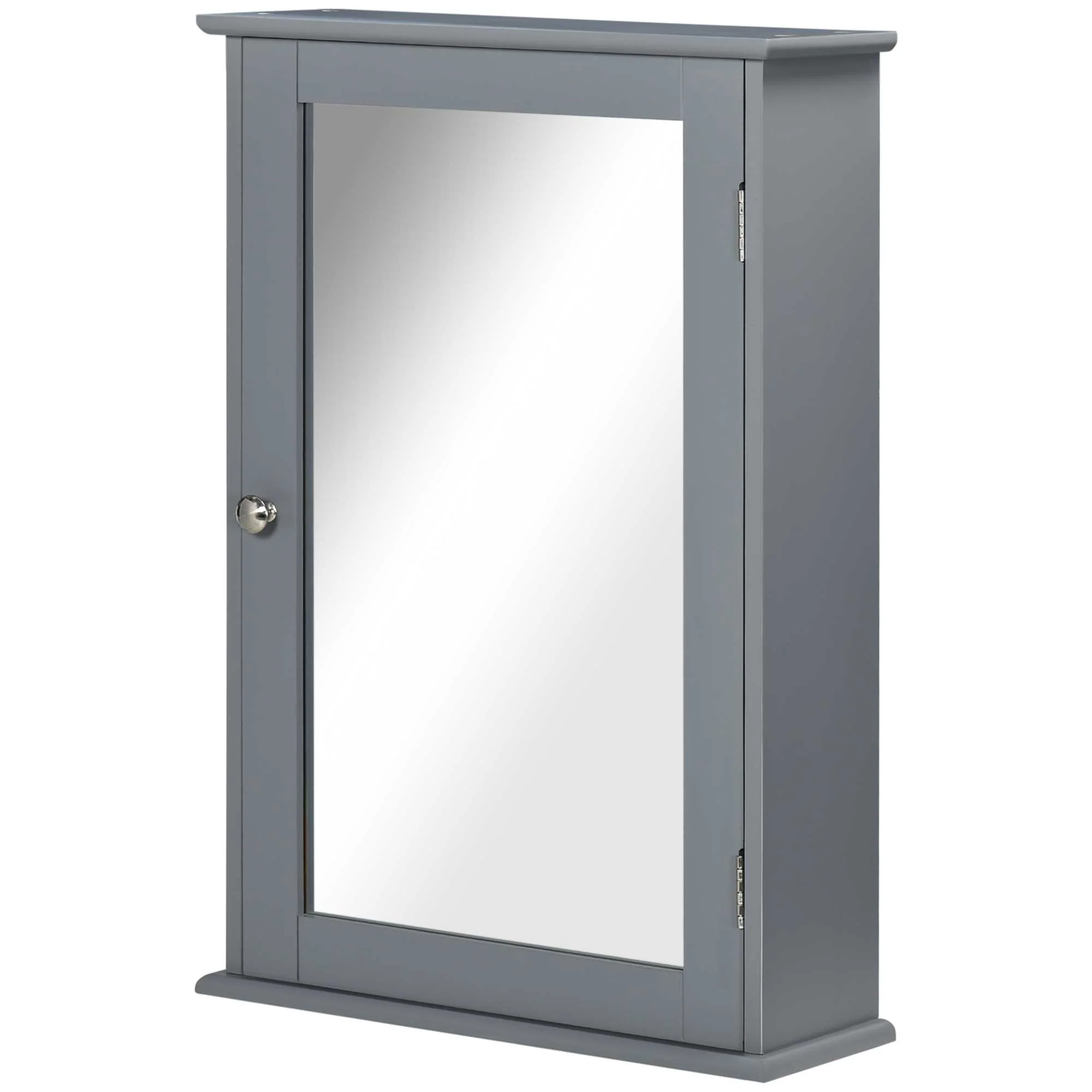 Wall Mounted Bathroom Medicine Cabinet, Storage Cupboard with Mirrored Door, Grey - Image 2