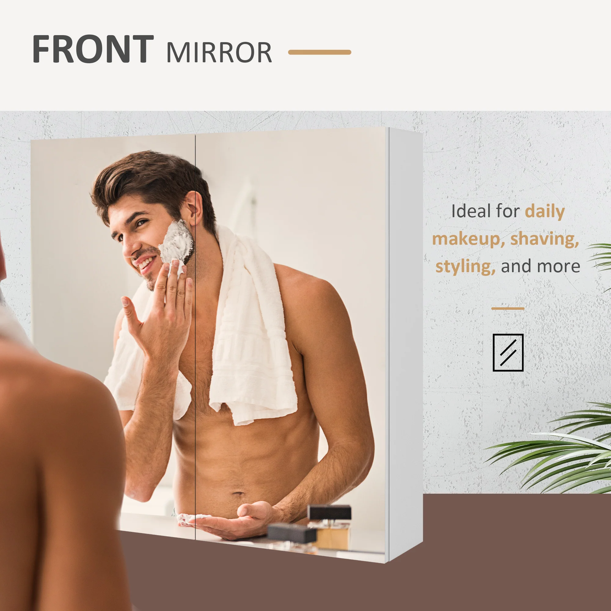 Wall Mounted Bathroom Mirror Cabinet w/ Adjustable Shelf, 60 x 15 x 60cm, High Gloss White - Image 8