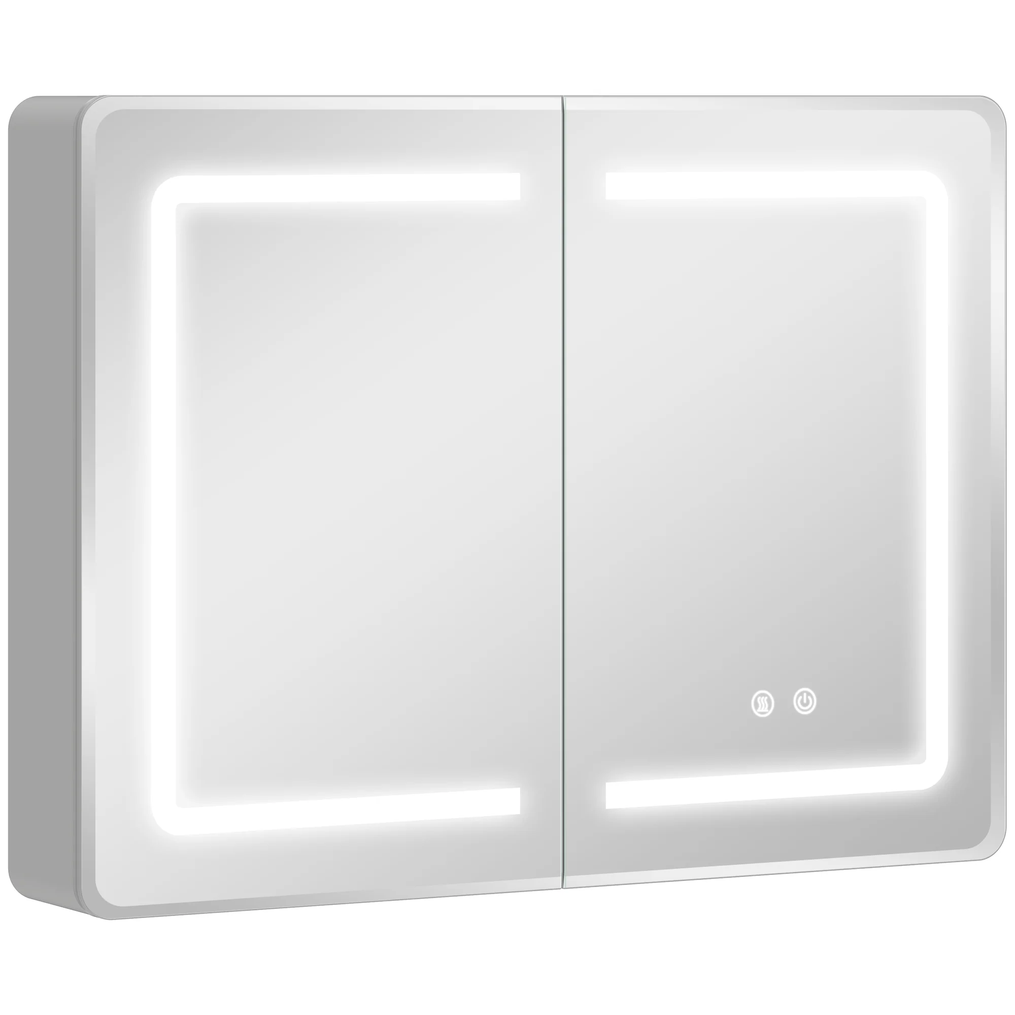 Bathroom Mirror Cabinet with LED Lights and Double-Sided Mirrors, 600 x 800 mm Aluminium Wall Mounted Bathroom Cabinet with Anti-Fog, 3 Colour Dimmable Lighting, Adjustable Shelves - Image 12