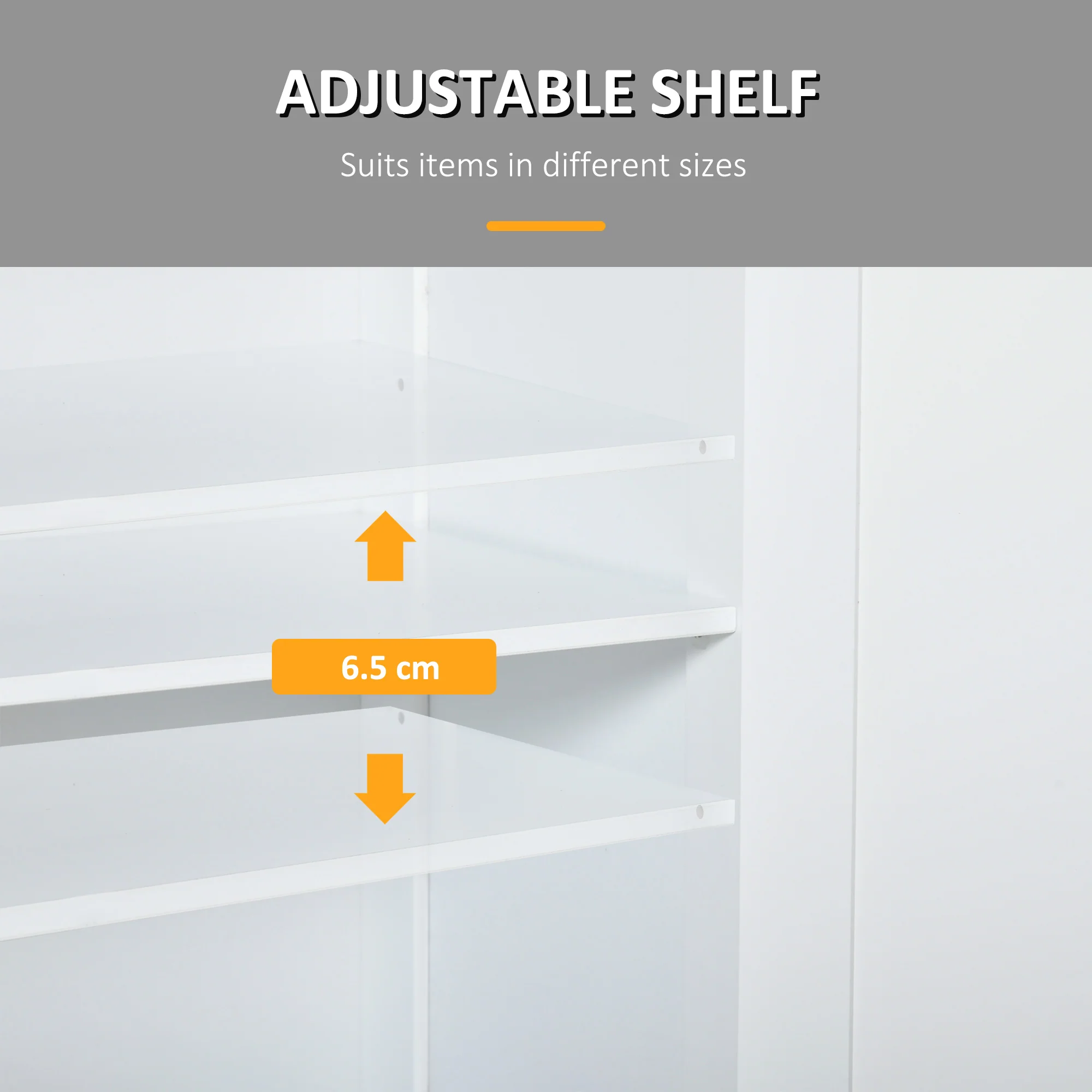 Bathroom Storage Cabinet, Floor Cabinet with 2 Doors, 2 Drawers & Adjustable Shelf, White - Image 8