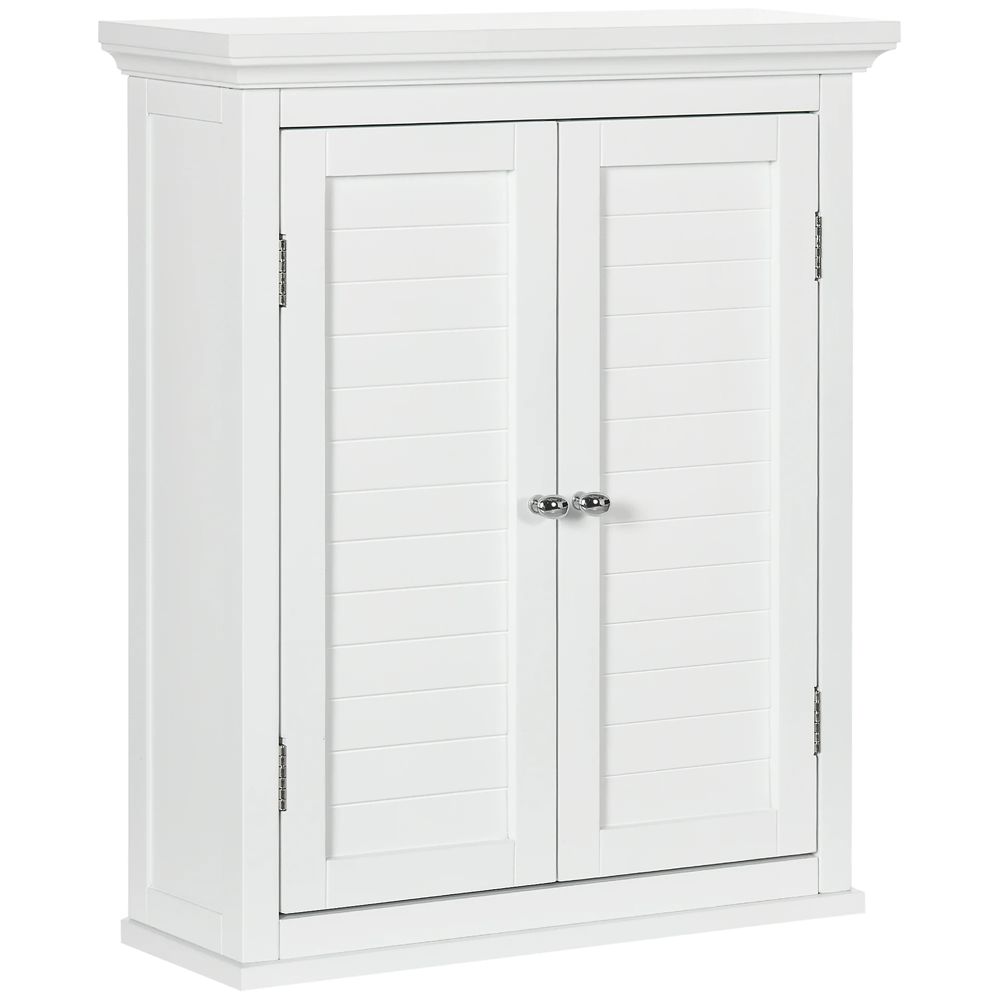 Bathroom Wall Cabinet, Over Toilet Storage Cabinet w/ 2-Tier Cabinet & Adjustable Shelf, White