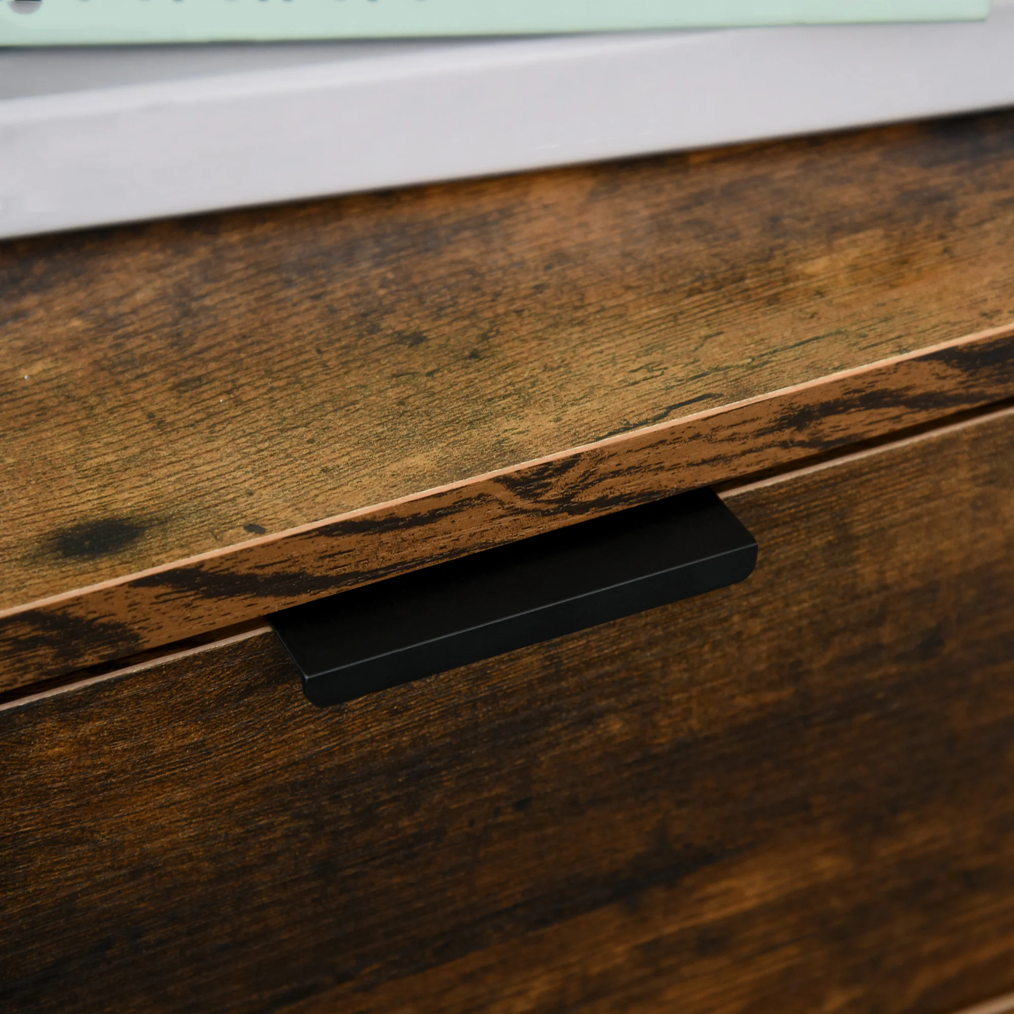 Industrial Chest of 3-tier Drawers with Metal Frame for Bedroom, Living Room, Rustic Brown - Image 9