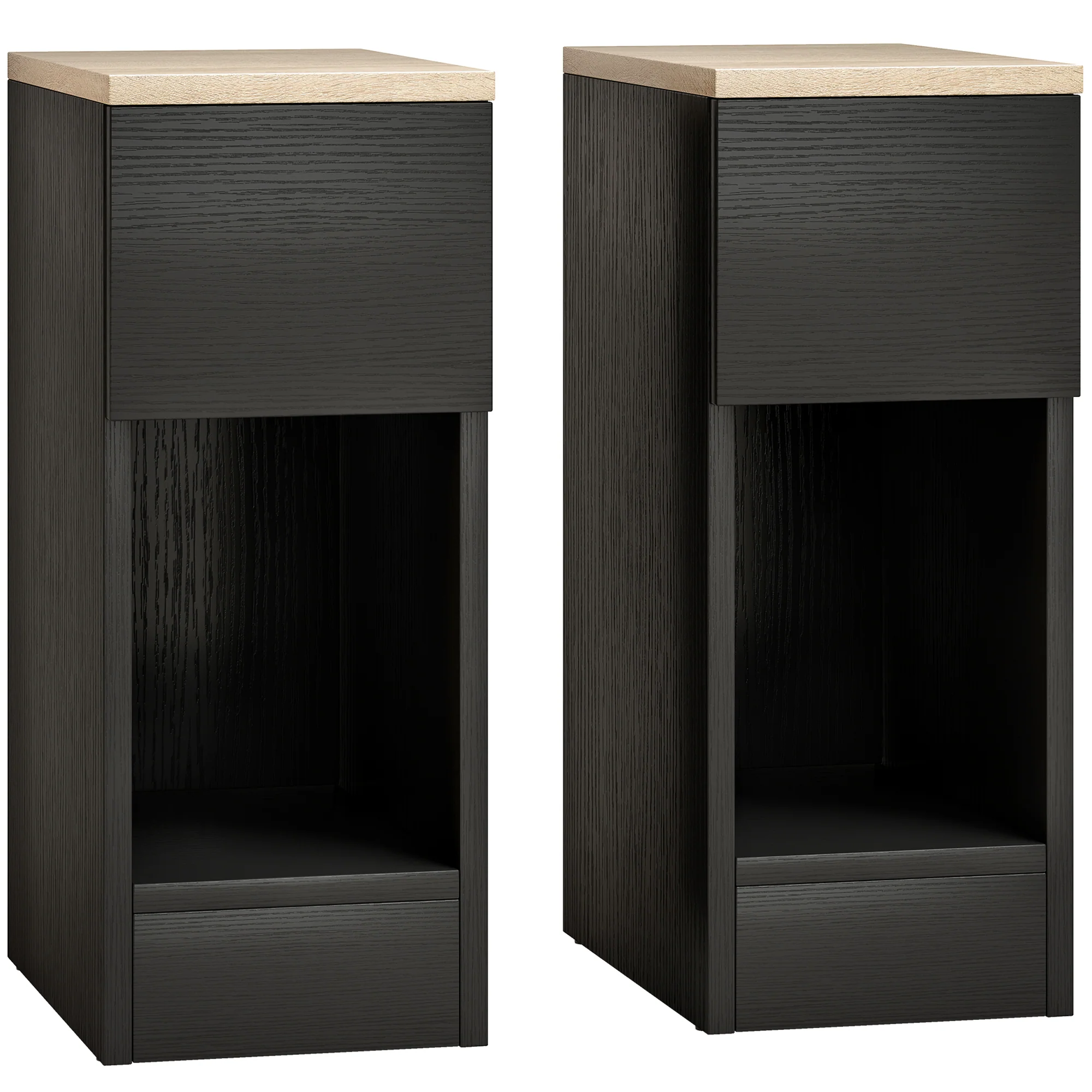 Bedside Tables Set of 2, Modern Side Tables with Drawer and Shelf, Nightstands for Bedroom, Living Room, Black - Image 12