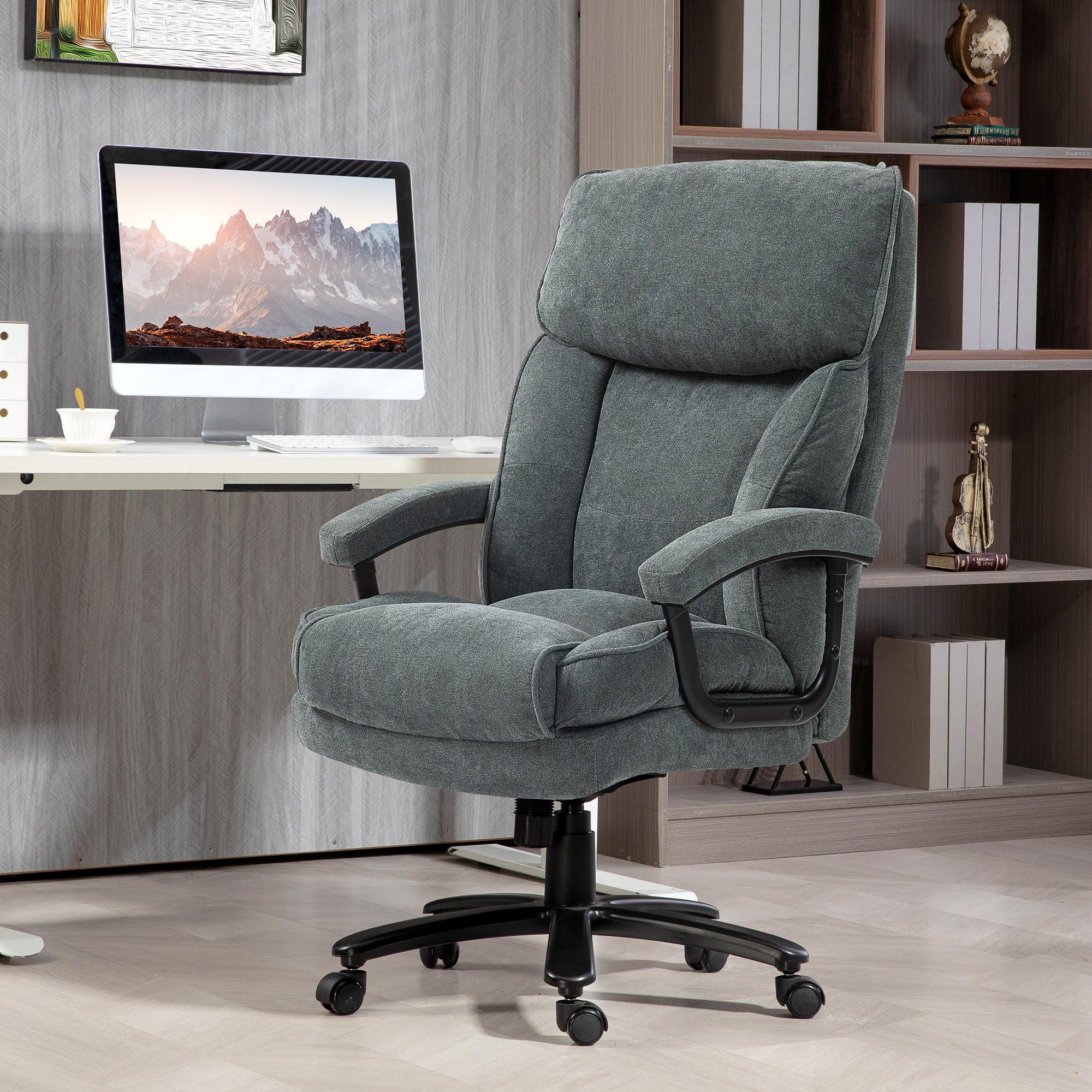 Big and Tall Office Chair, Up to 450 lbs. Overstuffed Executive Office Chair with Swivel Wheels, Grey - Image 4