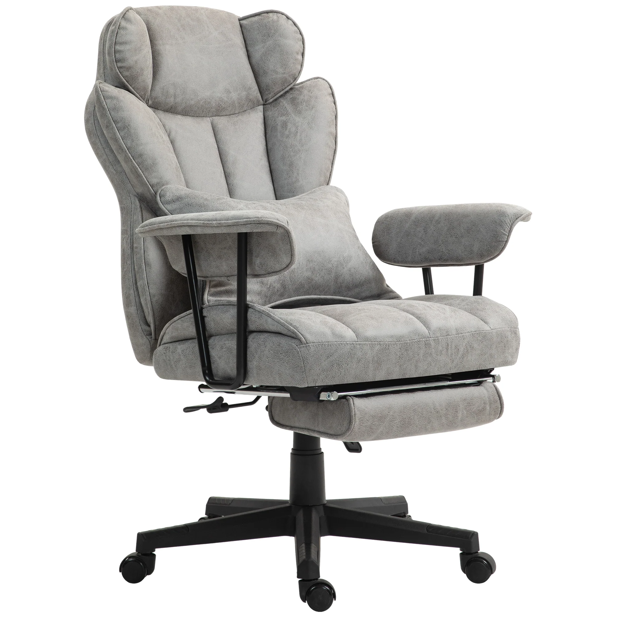 396 lbs Big & Tall Office Chair with Footrest Lumbar Support & Reclining, Gray - Image 2