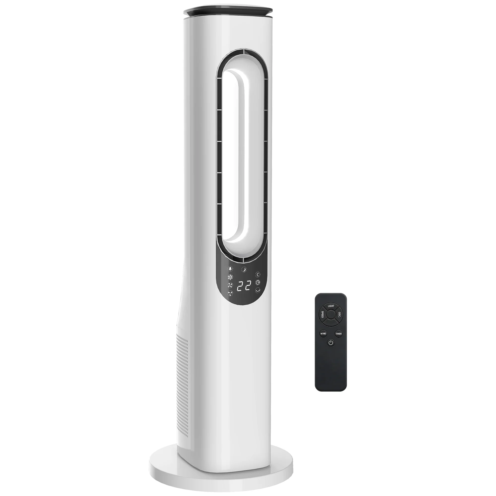 Bladeless Tower Fan for Bedroom, 35dB Standing Cooling Fan with 50° Oscillating, LED Lights, 3 Speeds, 3 Modes, 15H Timer, LED Display and Remote Control, White - Image 12