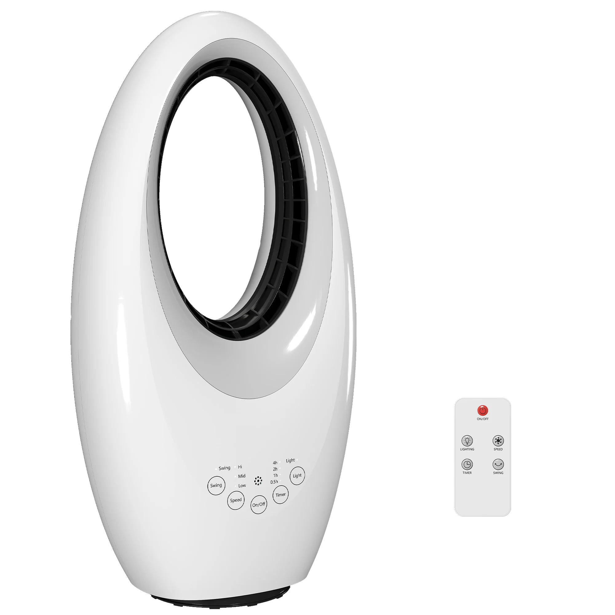 Bladeless Tower Fan for Bedroom, 36dB Standing Cooling Fan with 60° Oscillating, LED Lights, 3 Speeds, 7.5H Timer, Remote Control, White - Image 12