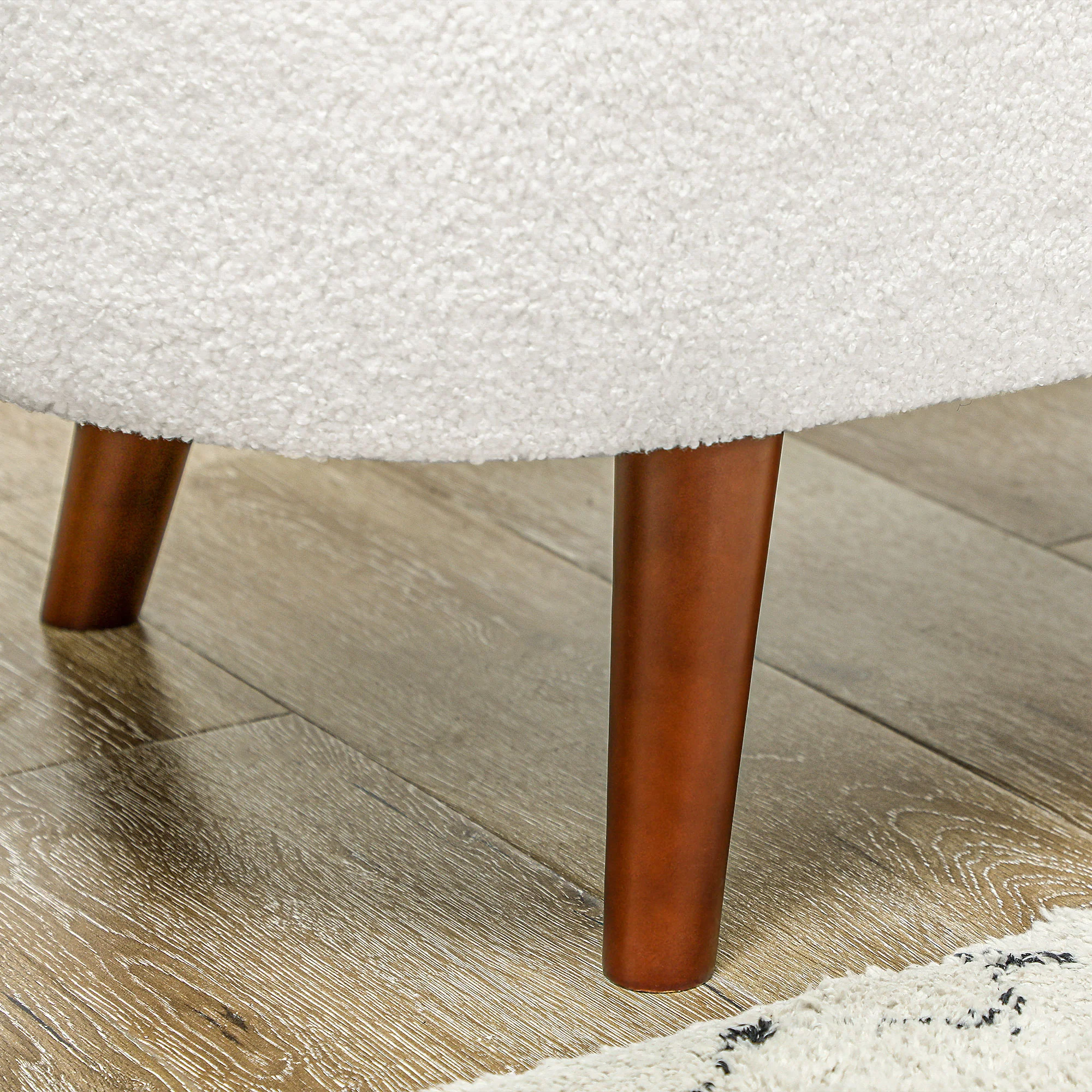 46 Inches Boucle Storage Ottoman, Tufted Teddy Fleece Bench with Storage & Hinged Lid, White - Image 10