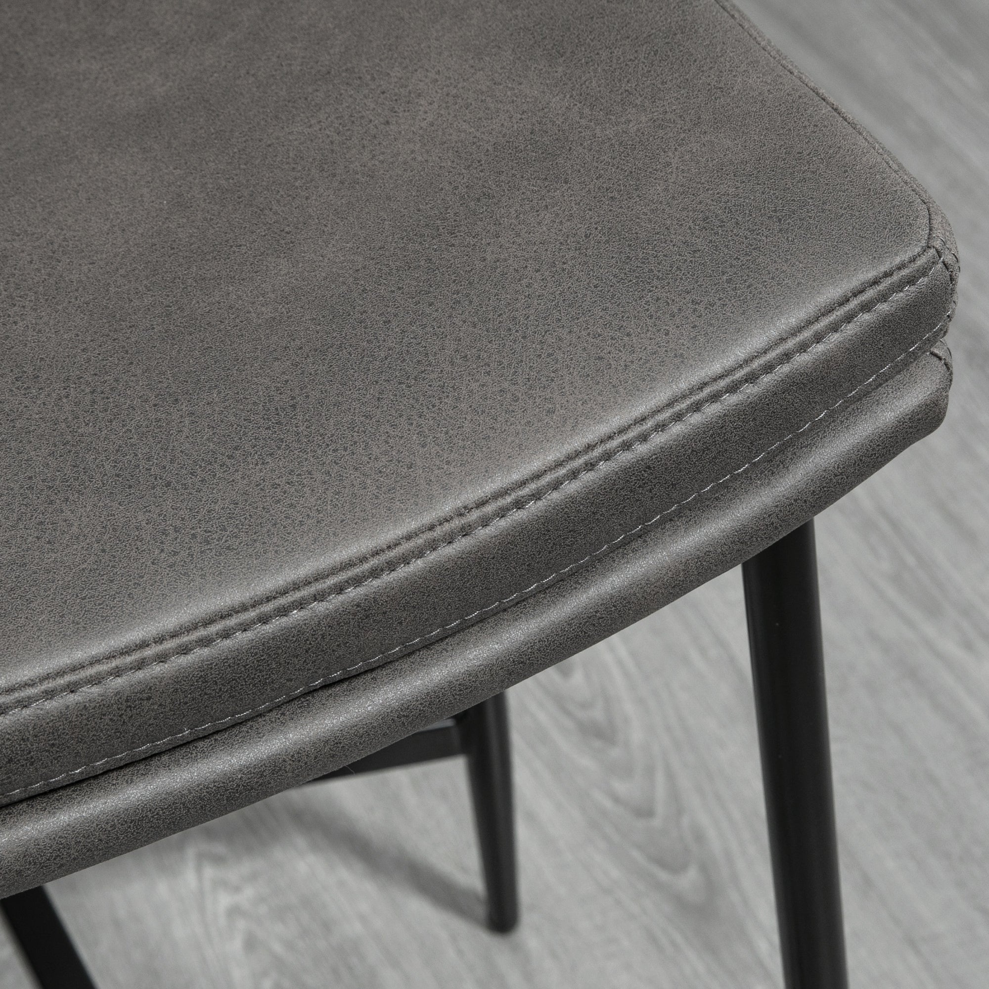 Industrial Bar Stools Set of 2, Microfibre Bar Chairs with Curved Seat, Grey - Image 10