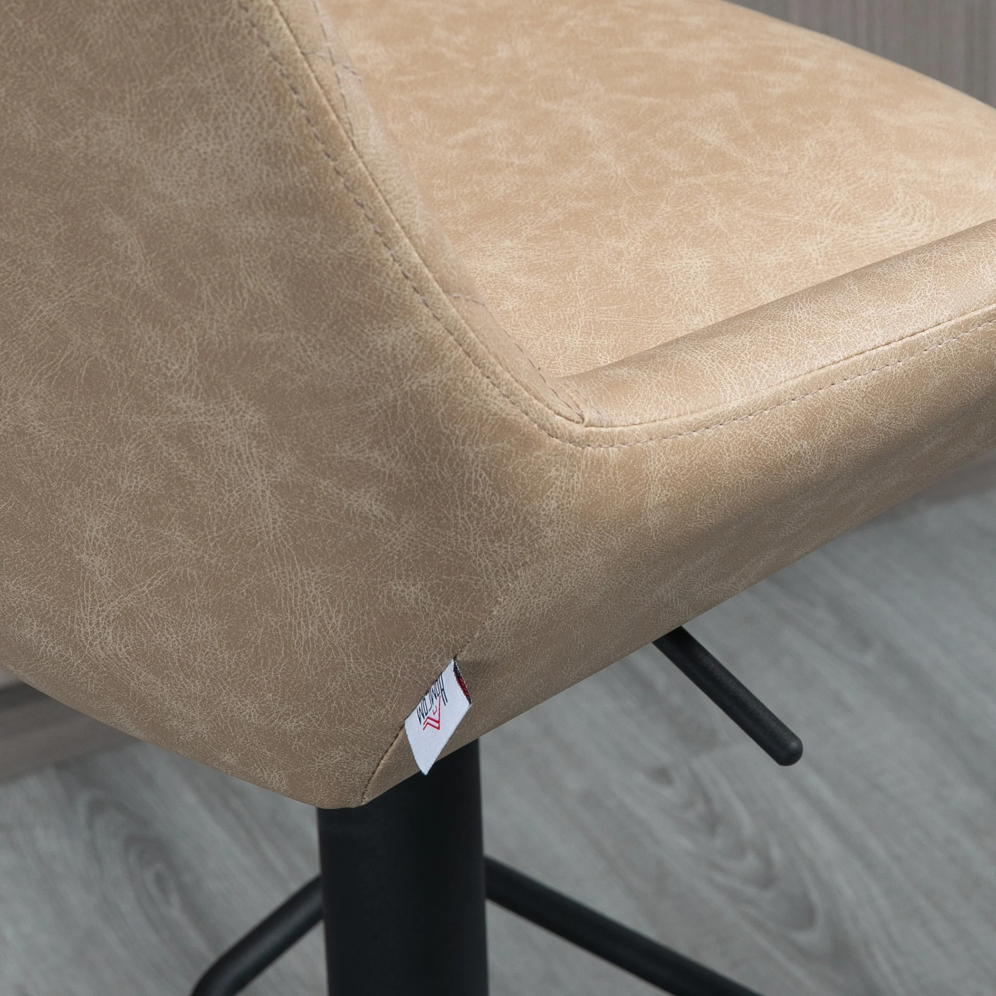 Retro Bar Stools Set of 2 with Wide Seat, Height Adjustable Swivel Dining Chairs, Light Khaki - Image 10