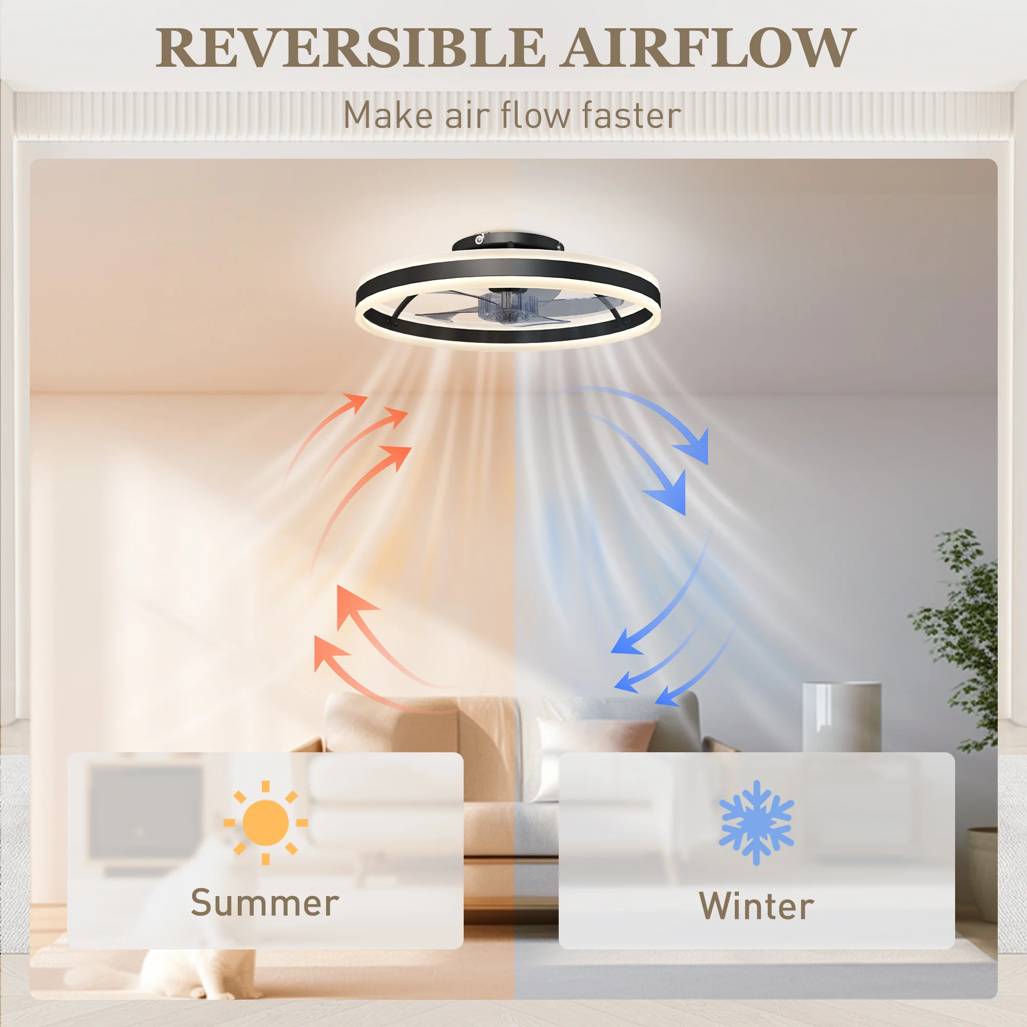 Ceiling Fans with Lights and Remote & App Control, 50 cm Modern LED Ceiling Fan Light with 3 Colour Temperatures, 6 Speed, Dimmable, Timer Quiet Reversible DC Motor, for Bedroom, Study, Black - Image 10
