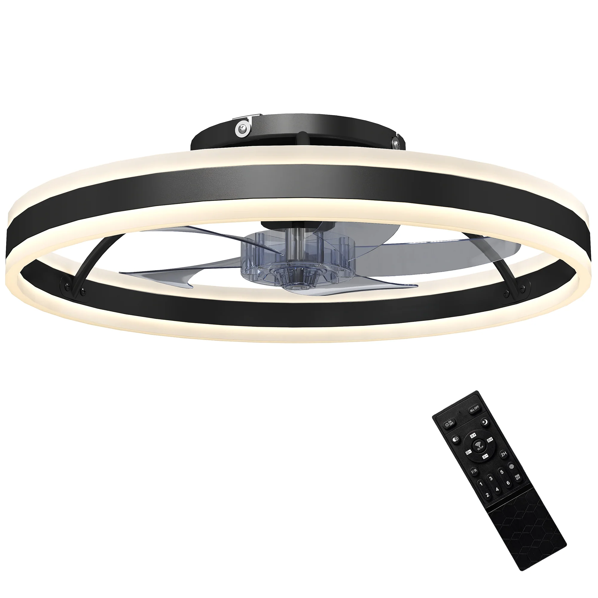 Ceiling Fans with Lights and Remote & App Control, 50 cm Modern LED Ceiling Fan Light with 3 Colour Temperatures, 6 Speed, Dimmable, Timer Quiet Reversible DC Motor, for Bedroom, Study, Black - Image 2