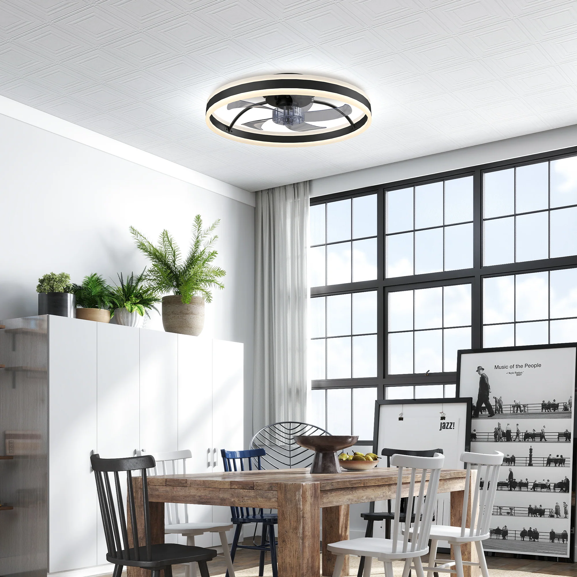 Ceiling Fans with Lights and Remote & App Control, 50 cm Modern LED Ceiling Fan Light with 3 Colour Temperatures, 6 Speed, Dimmable, Timer Quiet Reversible DC Motor, for Bedroom, Study, Black - Image 3