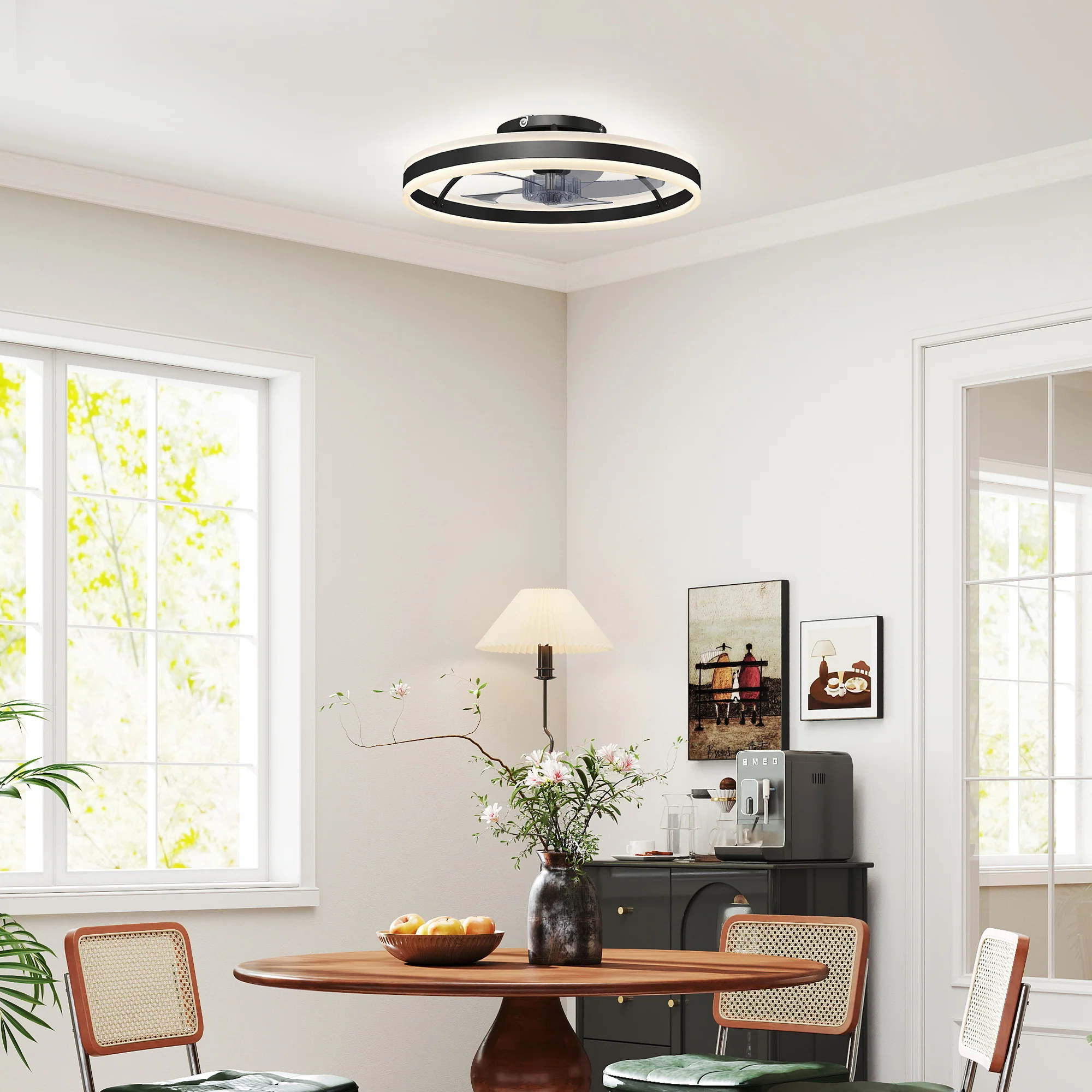 Ceiling Fans with Lights and Remote & App Control, 50 cm Modern LED Ceiling Fan Light with 3 Colour Temperatures, 6 Speed, Dimmable, Timer Quiet Reversible DC Motor, for Bedroom, Study, Black - Image 4