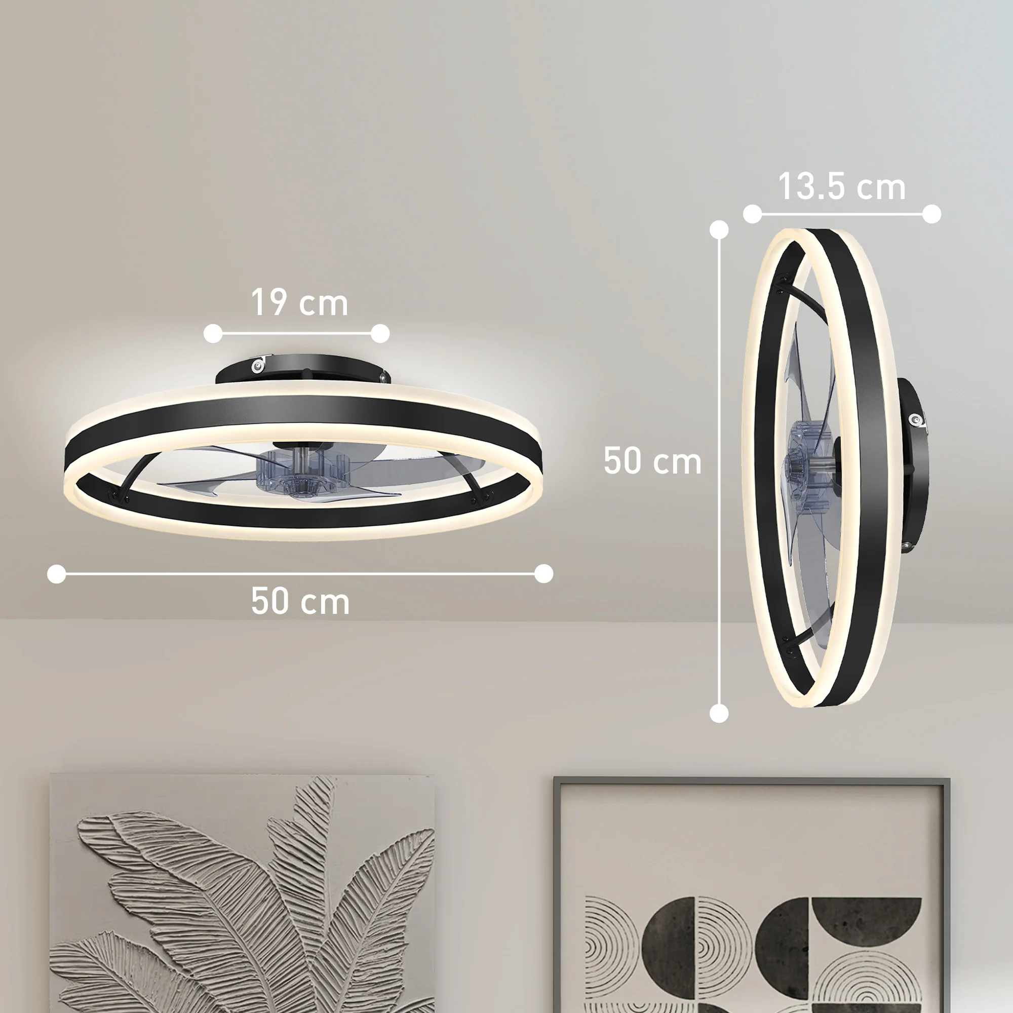 Ceiling Fans with Lights and Remote & App Control, 50 cm Modern LED Ceiling Fan Light with 3 Colour Temperatures, 6 Speed, Dimmable, Timer Quiet Reversible DC Motor, for Bedroom, Study, Black - Image 5