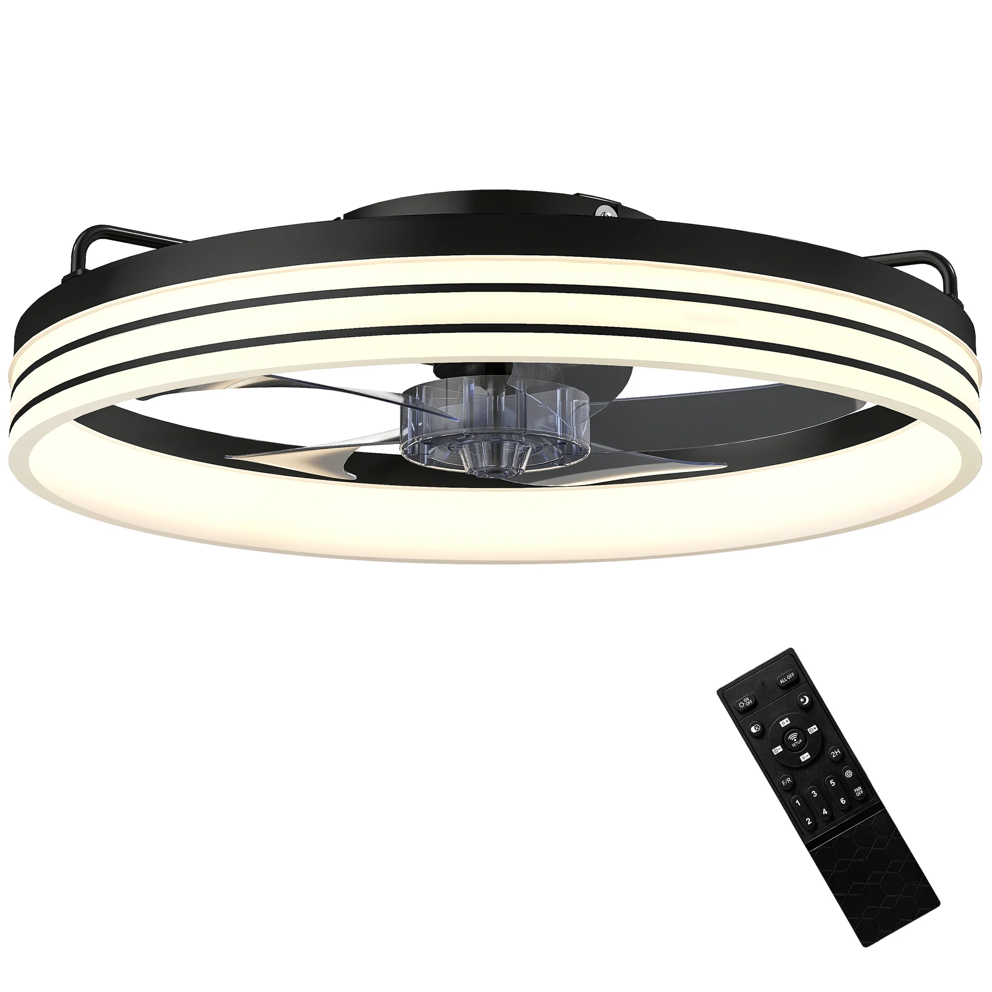 Ceiling Fans with Lights and Remote & App Control, 50 cm Modern LED Ceiling Fan Light with 3 Colour Temperatures, 6 Speed, Timer, Dimmable, Quiet Reversible DC Motor, for Bedroom, Study, Black - Image 2