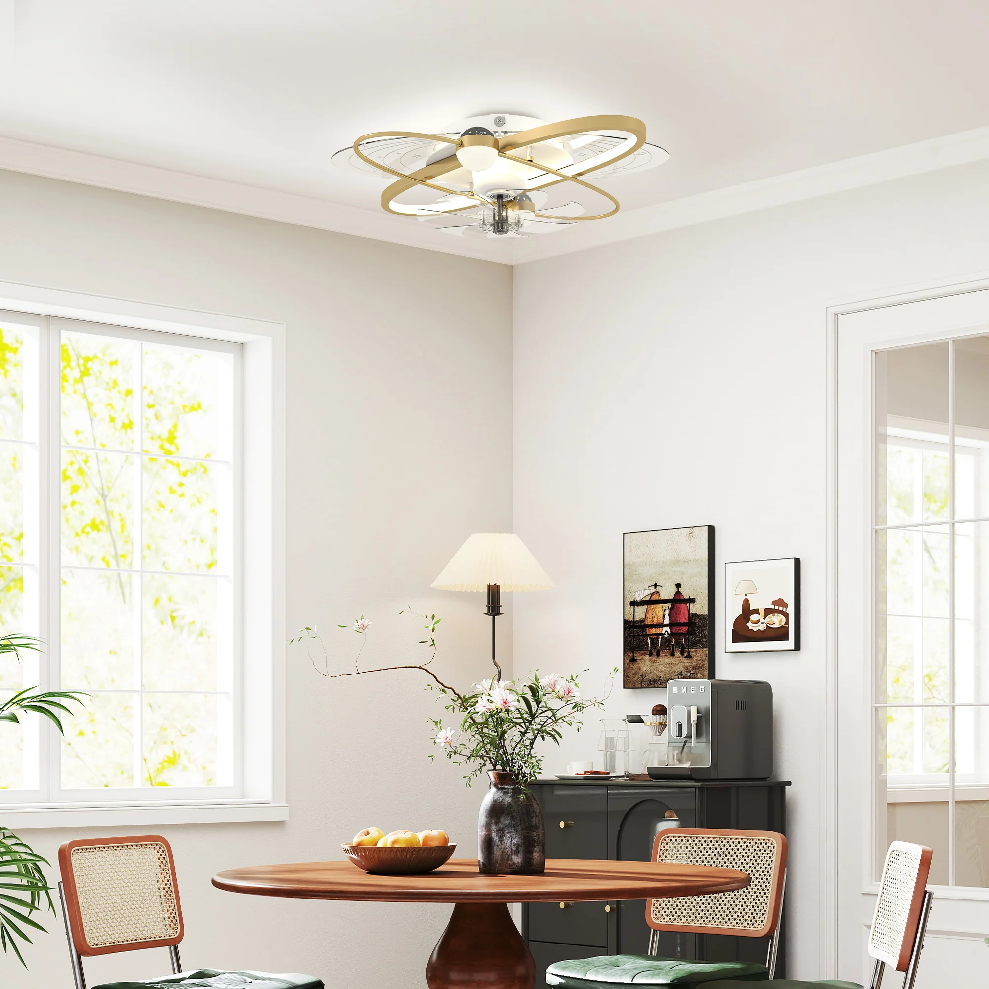 Ceiling Fans with Lights and Remote & App Control, 62 cm Modern LED Ceiling Fan Light with 3 Colour Temperatures, 6 Speed, Timer, Dimmable, Quiet Reversible DC Motor, for Bedroom, Gold Tone - Image 4