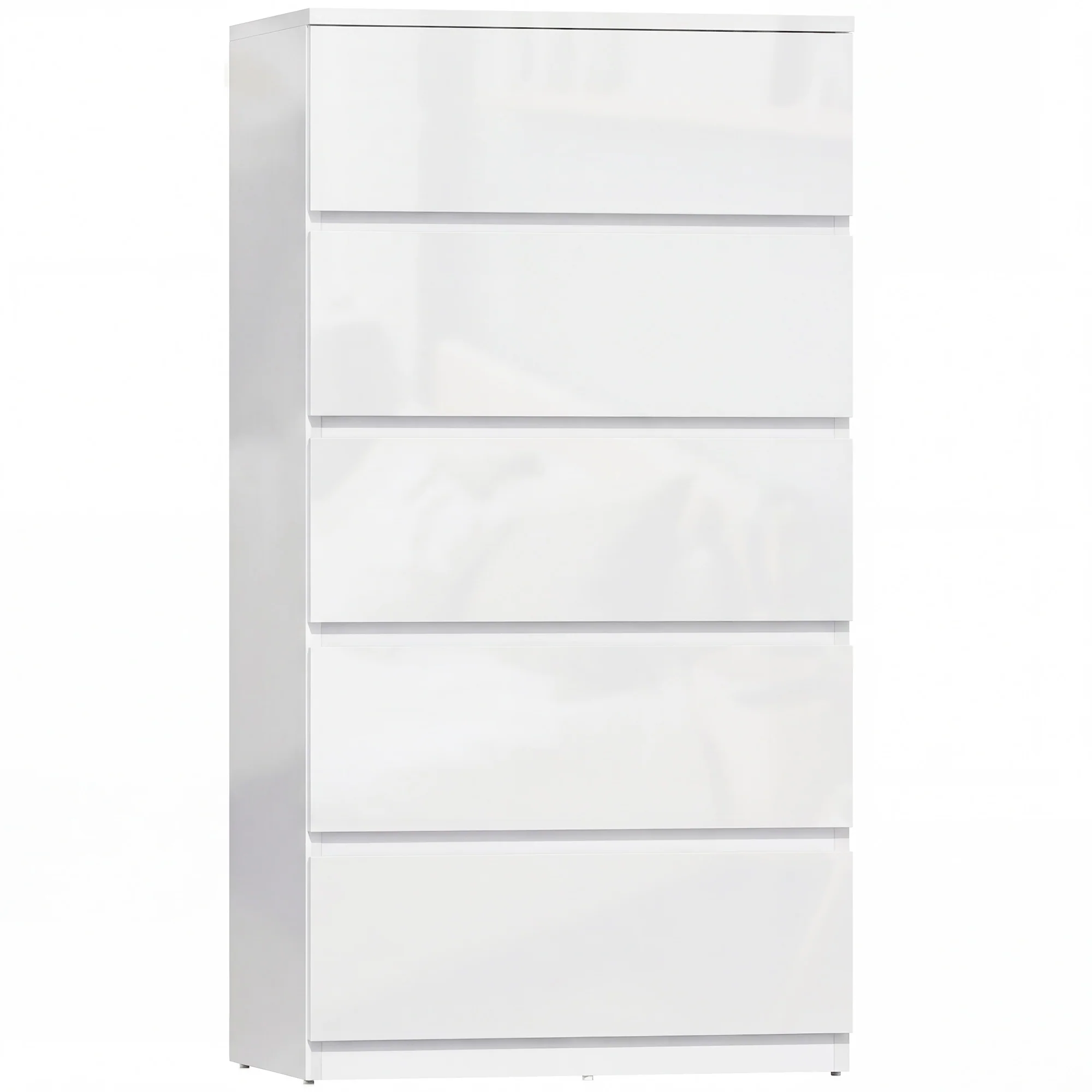 Chest of Drawers, 5 Drawers Storage Cabinet Floor Tower Cupboard for Bedroom Living Room, High Gloss White - Image 12