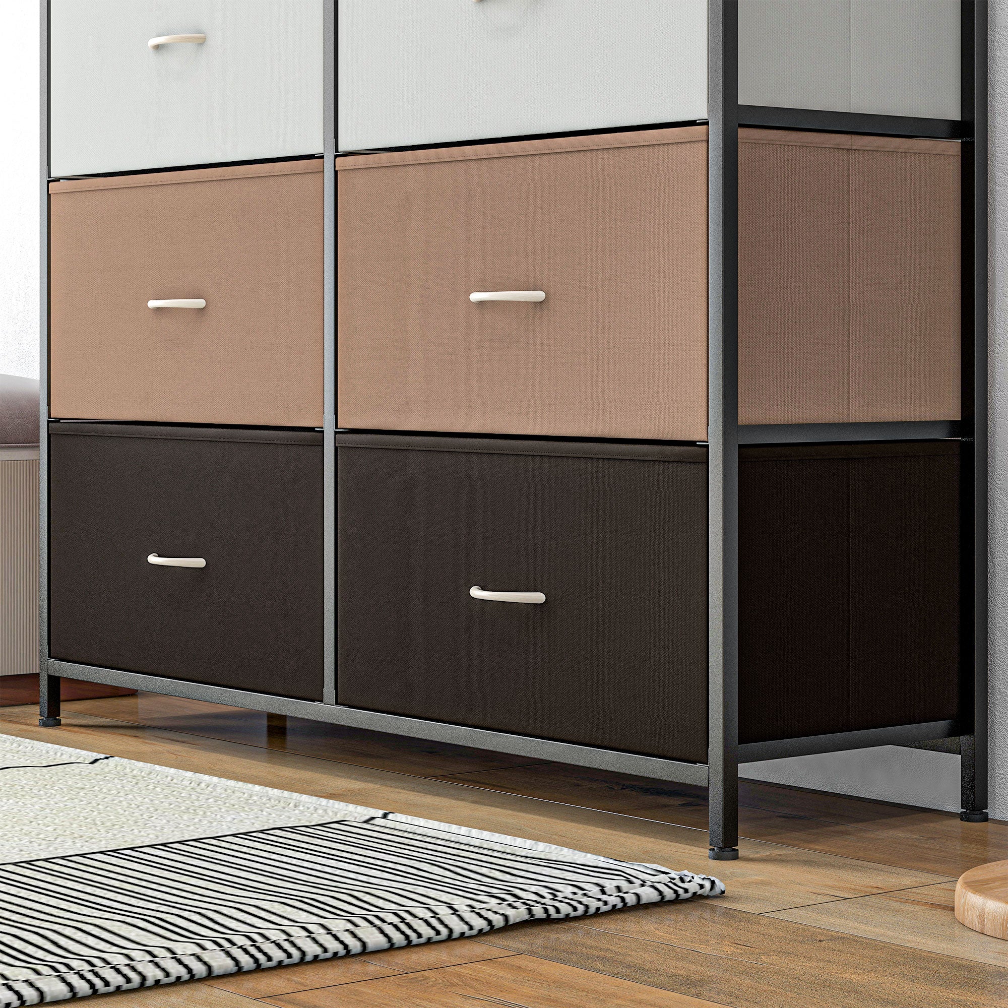 Chest of Drawers, 10 Fabric Drawer Storage Organizer Unit with Steel Frame, Multicolour - Image 11