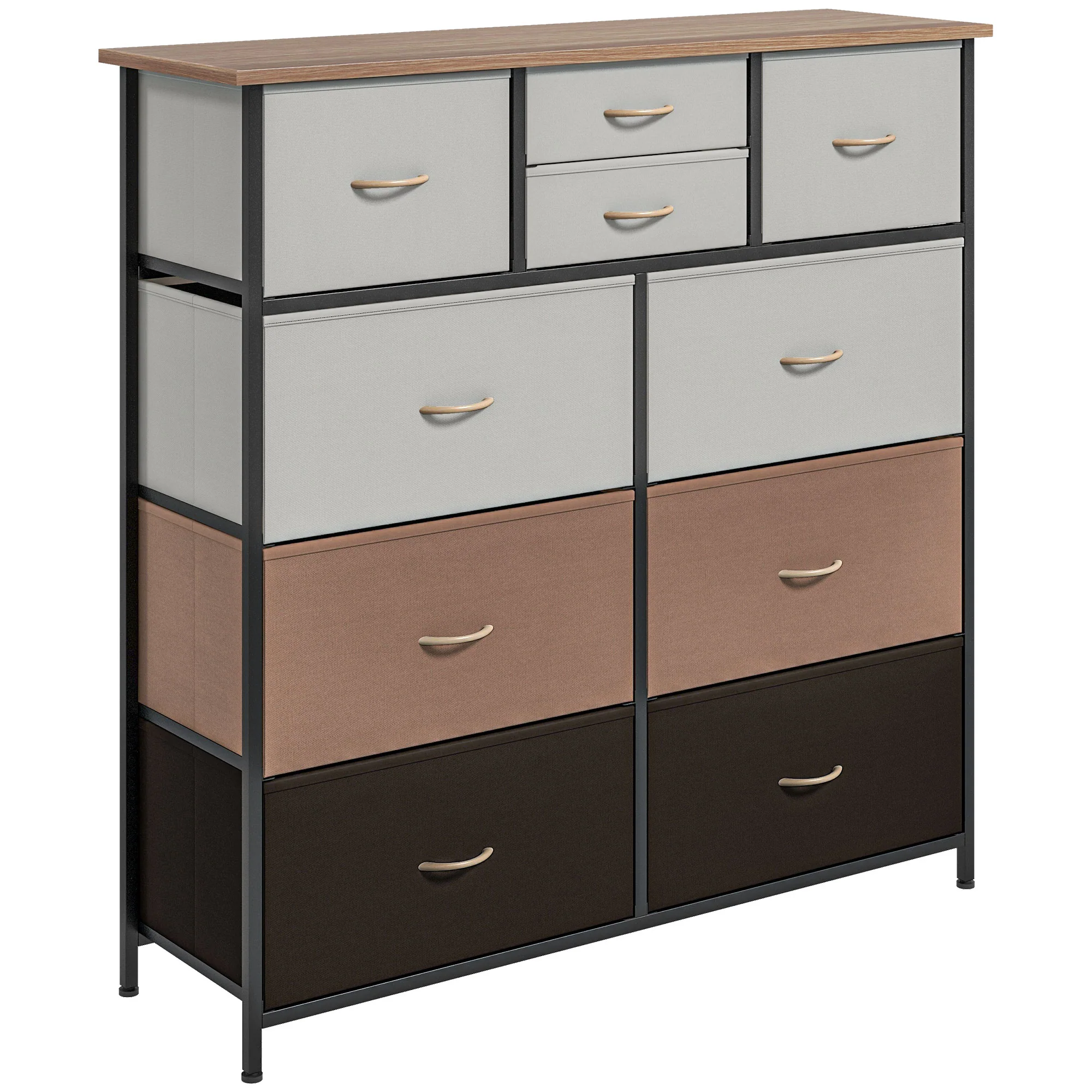 Chest of Drawers, 10 Fabric Drawer Storage Organizer Unit with Steel Frame, Multicolour - Image 12