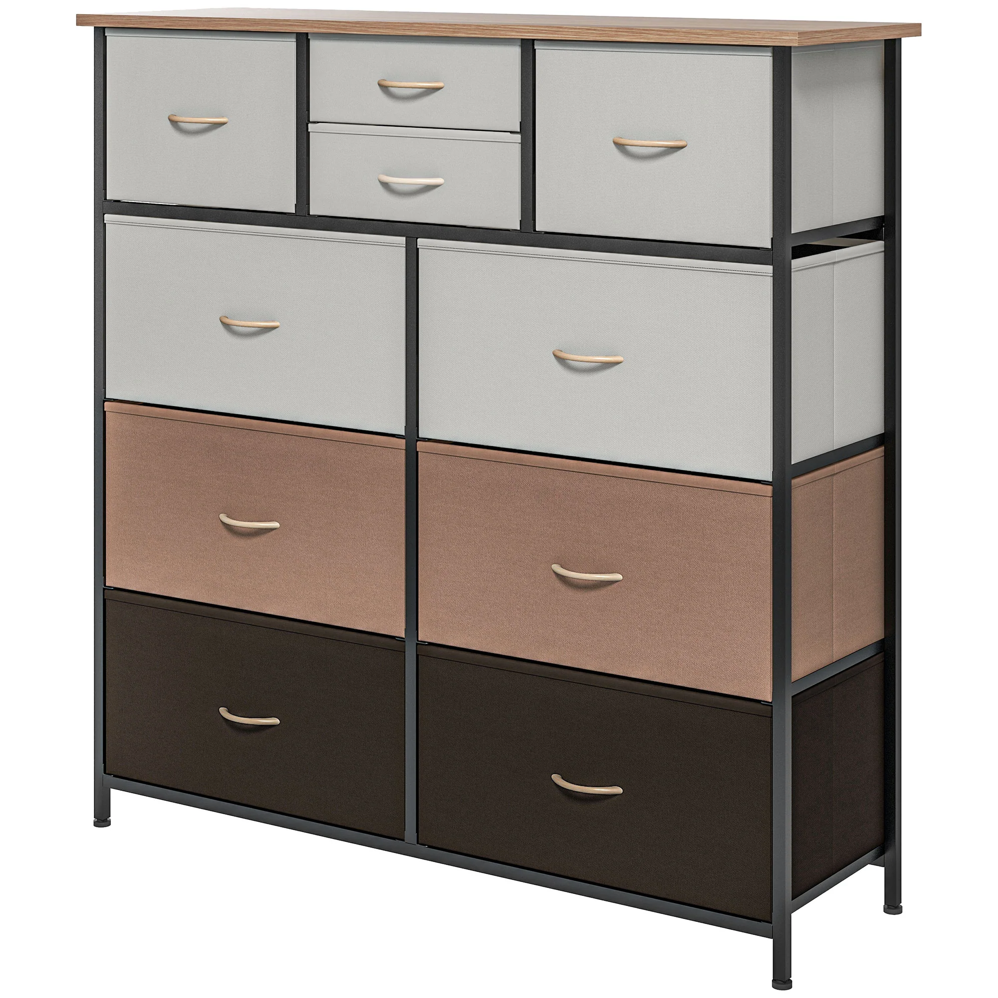 Chest of Drawers, 10 Fabric Drawer Storage Organizer Unit with Steel Frame, Multicolour - Image 2