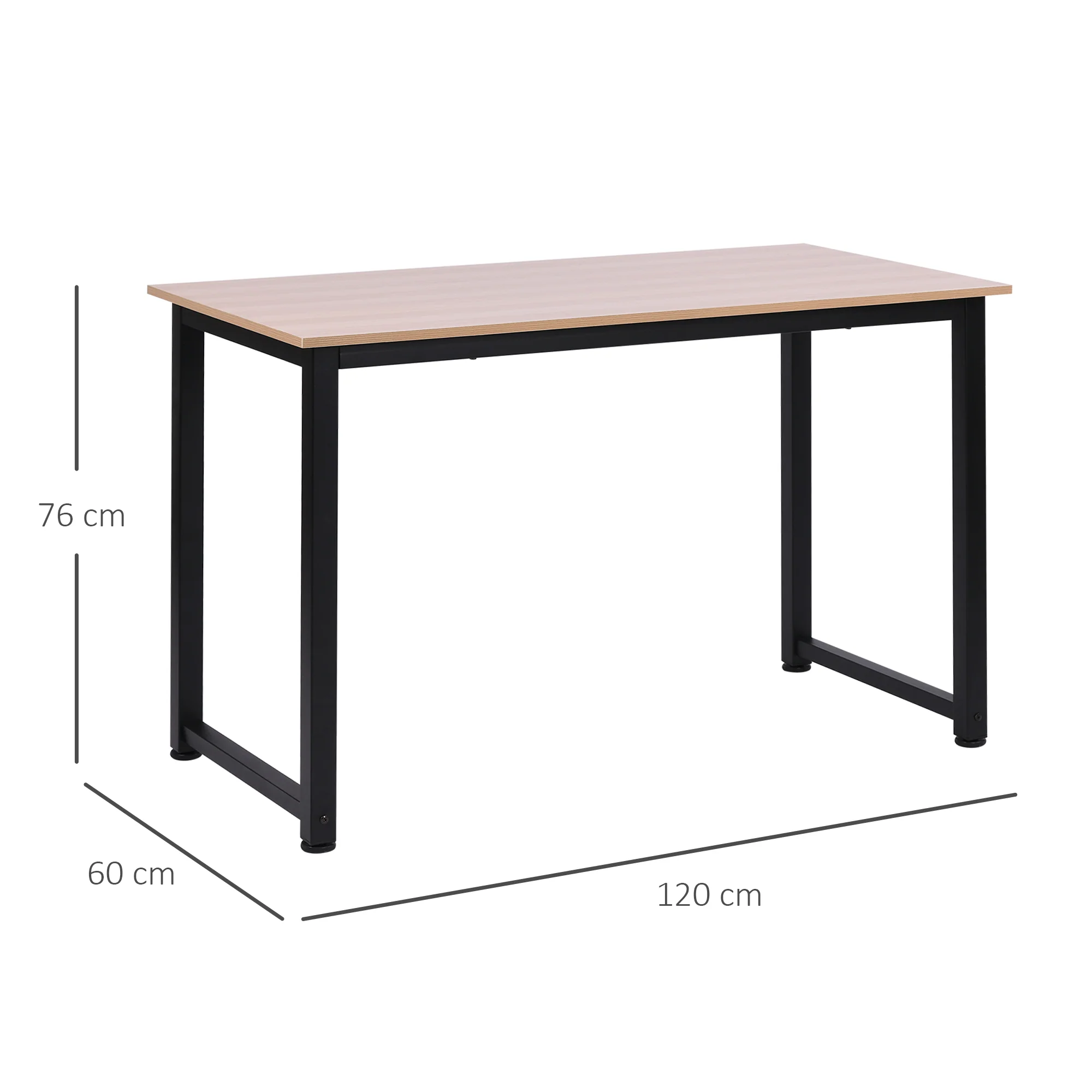 Computer Desk, 120 x 60 x 76cm Workstation with Metal Frame, Simple Assembly, Black - Image 5