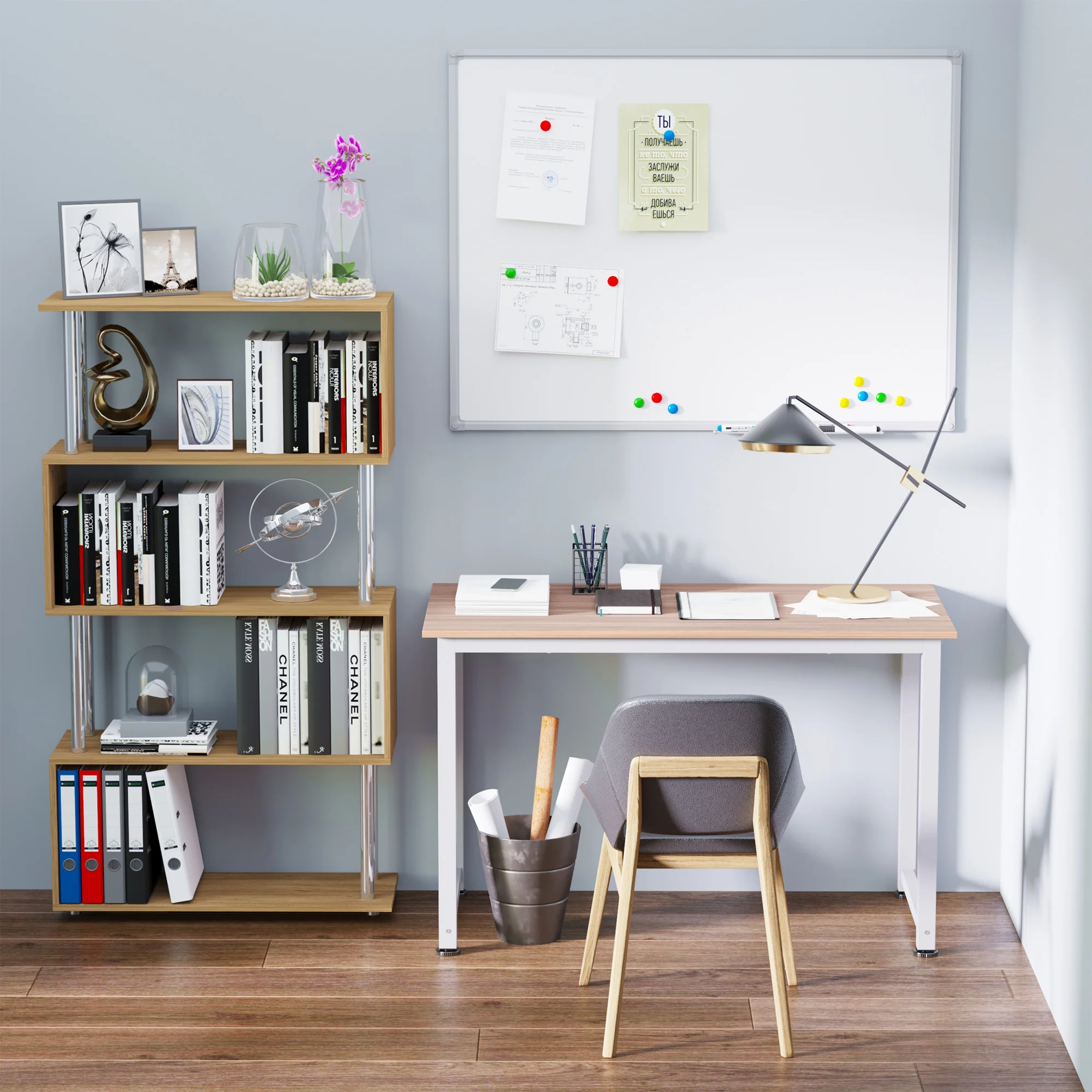 Computer Desk, 120 x 60 x 76cm Workstation with Metal Frame, Simple Assembly, White - Image 4