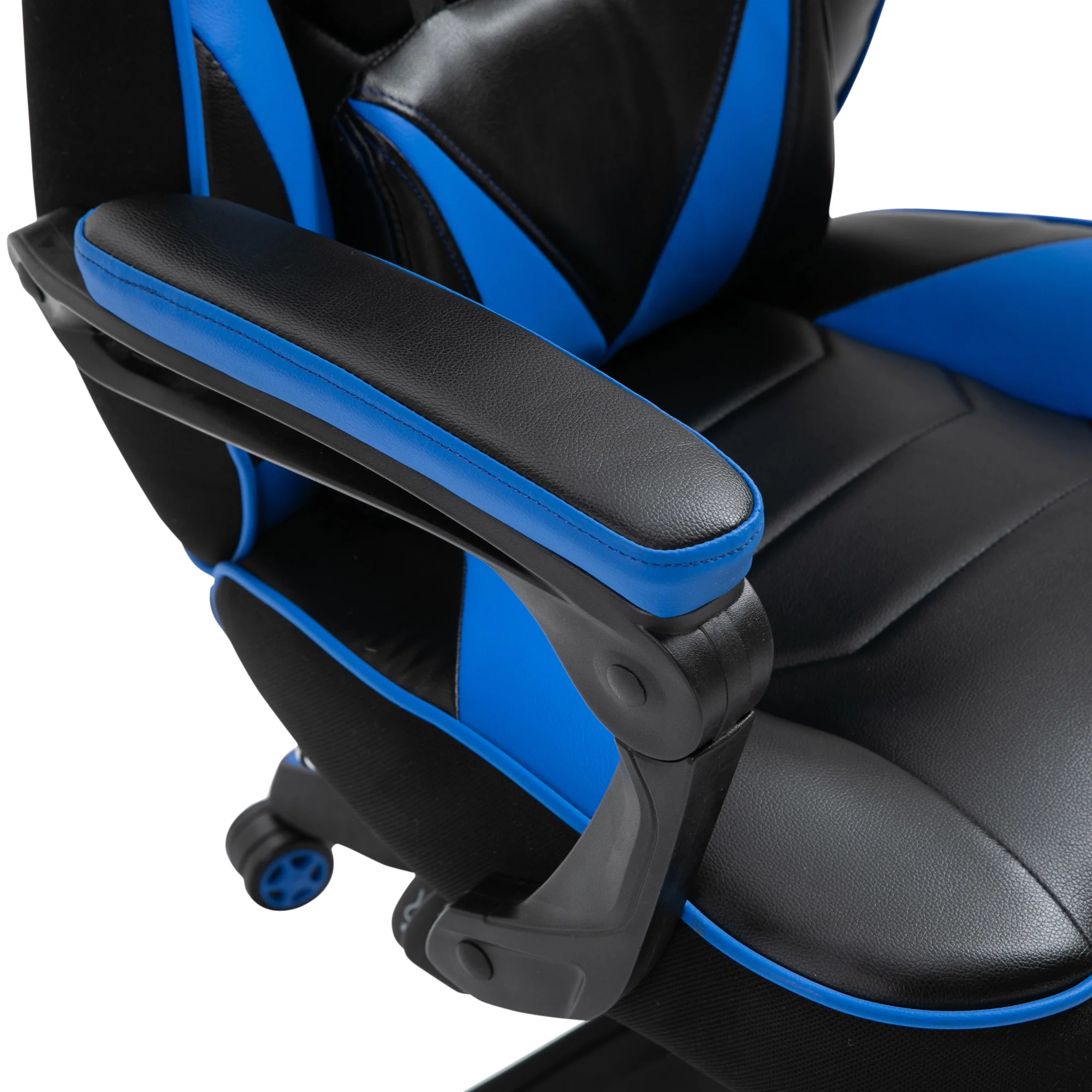 PU Leather Gamer Chair, Computer Desk Chair with Headrest, Lumbar Support & Footrest, Blue - Image 12