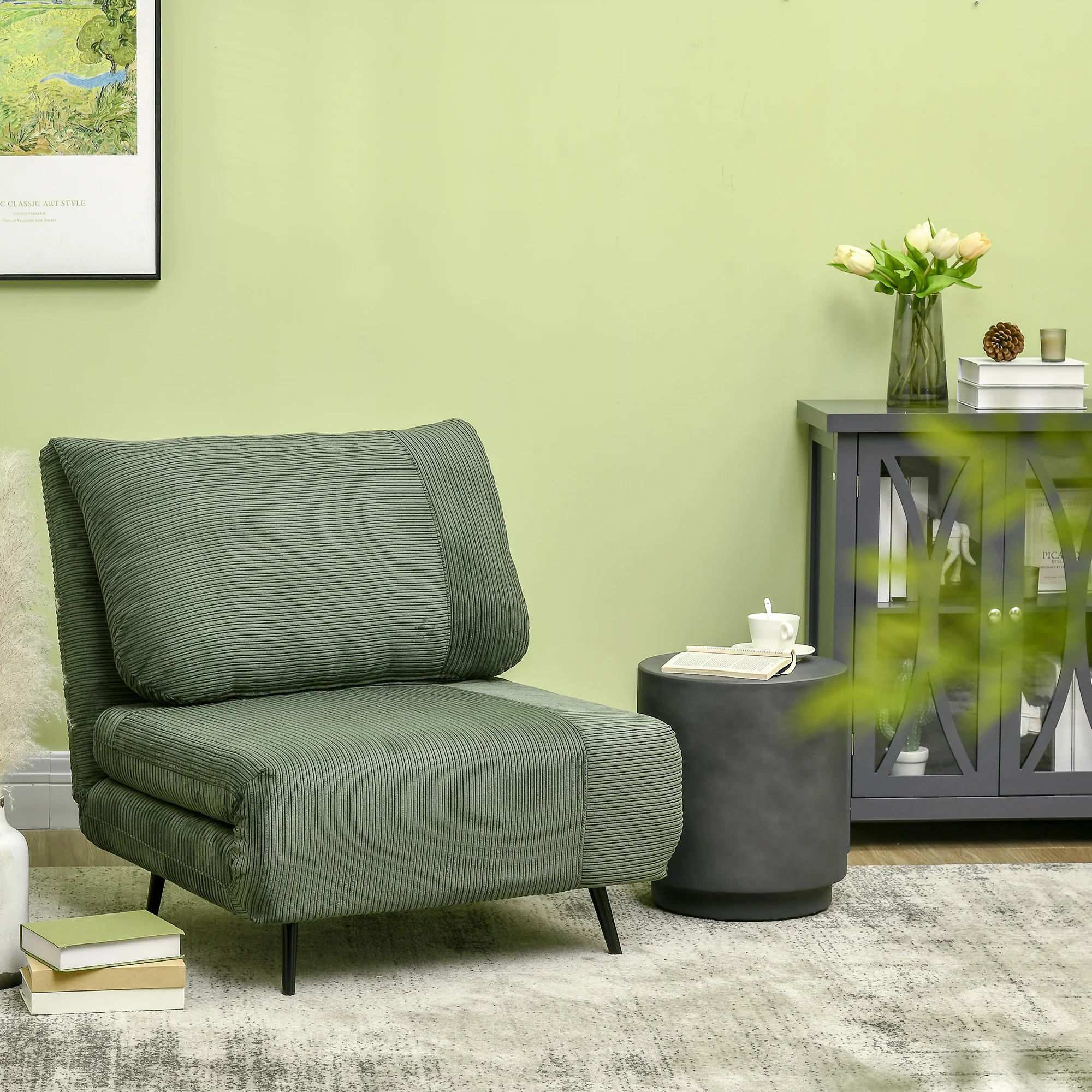 17" Concrete Finish Round Side Table with Adjustable Feet, Charcoal Grey - Image 9
