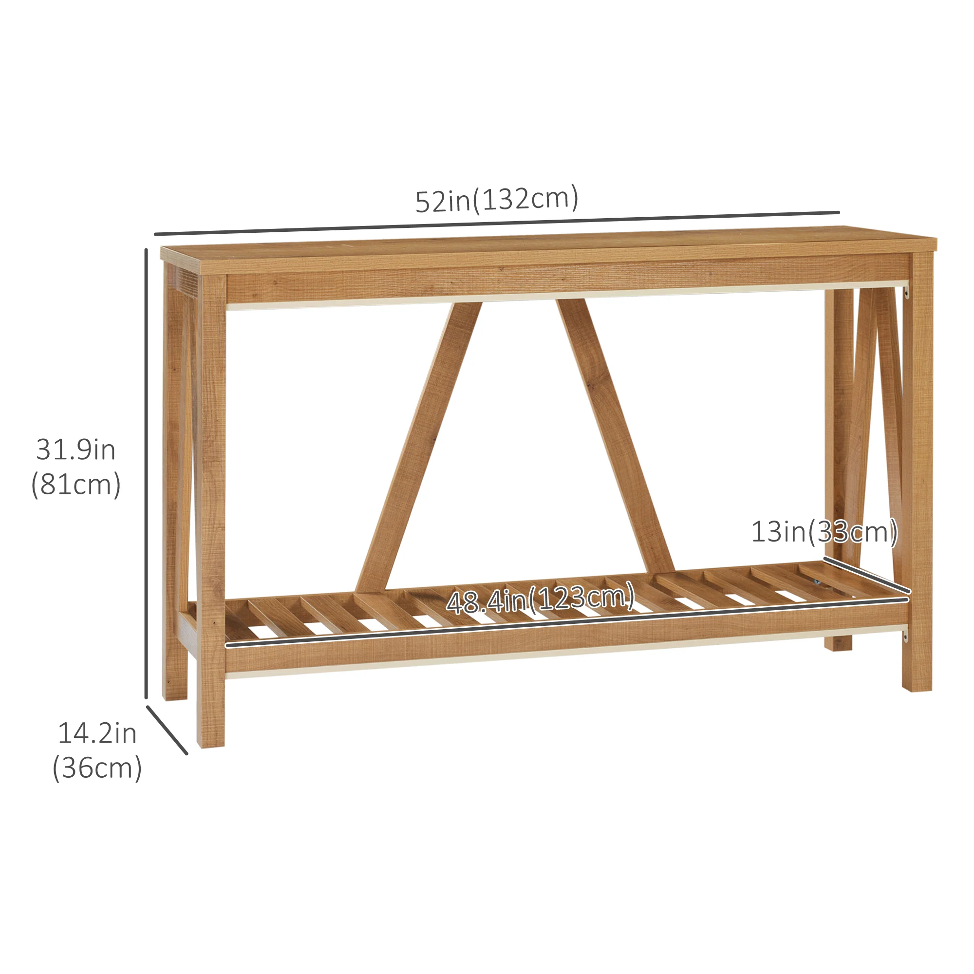 32" Farmhouse Console Table, Entryway Table w/ Storage Shelf & Anti-tipper, Brown - Image 5